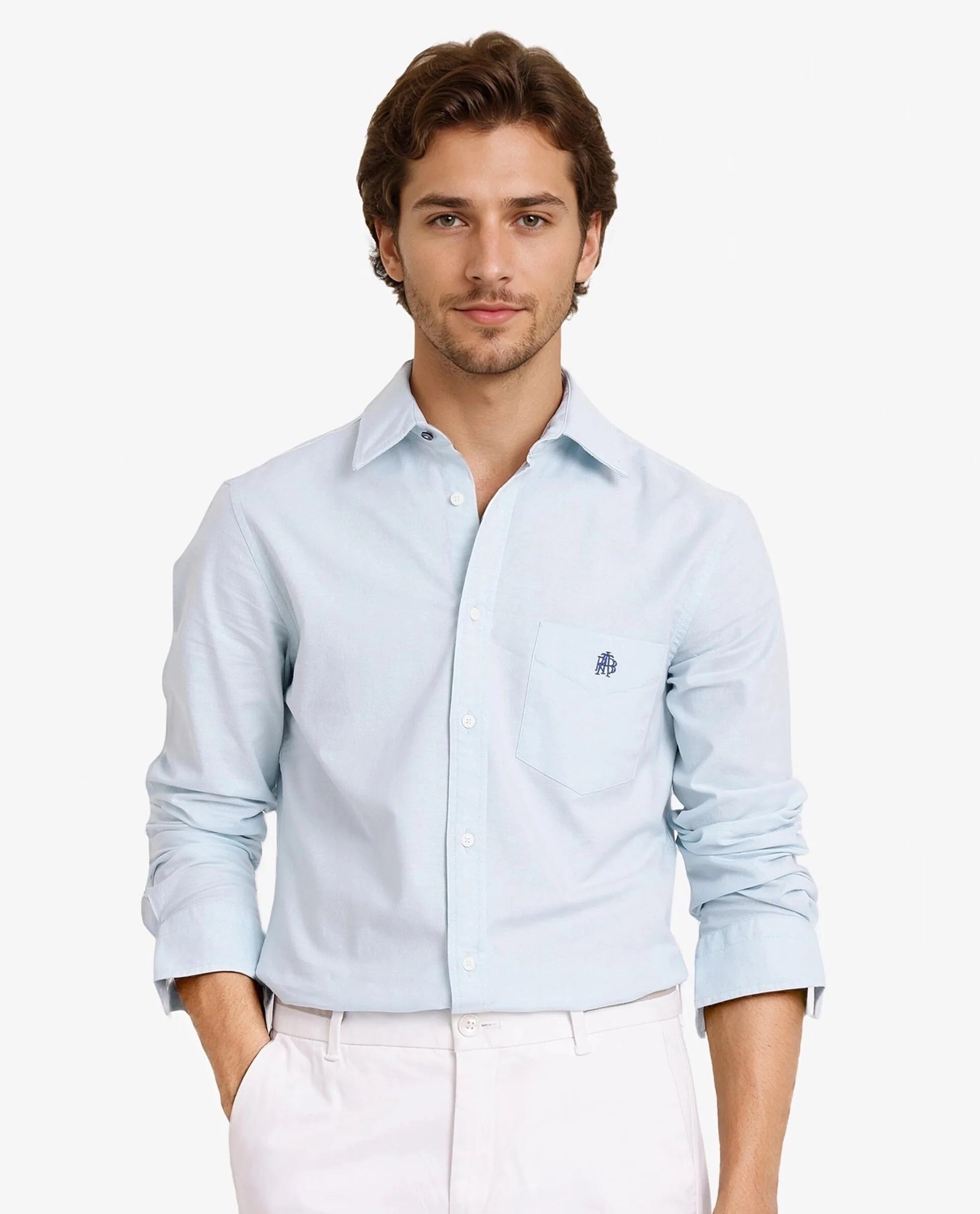 Rare Rabbit Men Oxo Pastel Turq Full Sleeve Collared Neck Button Closure Regular Fit Plain Shirt