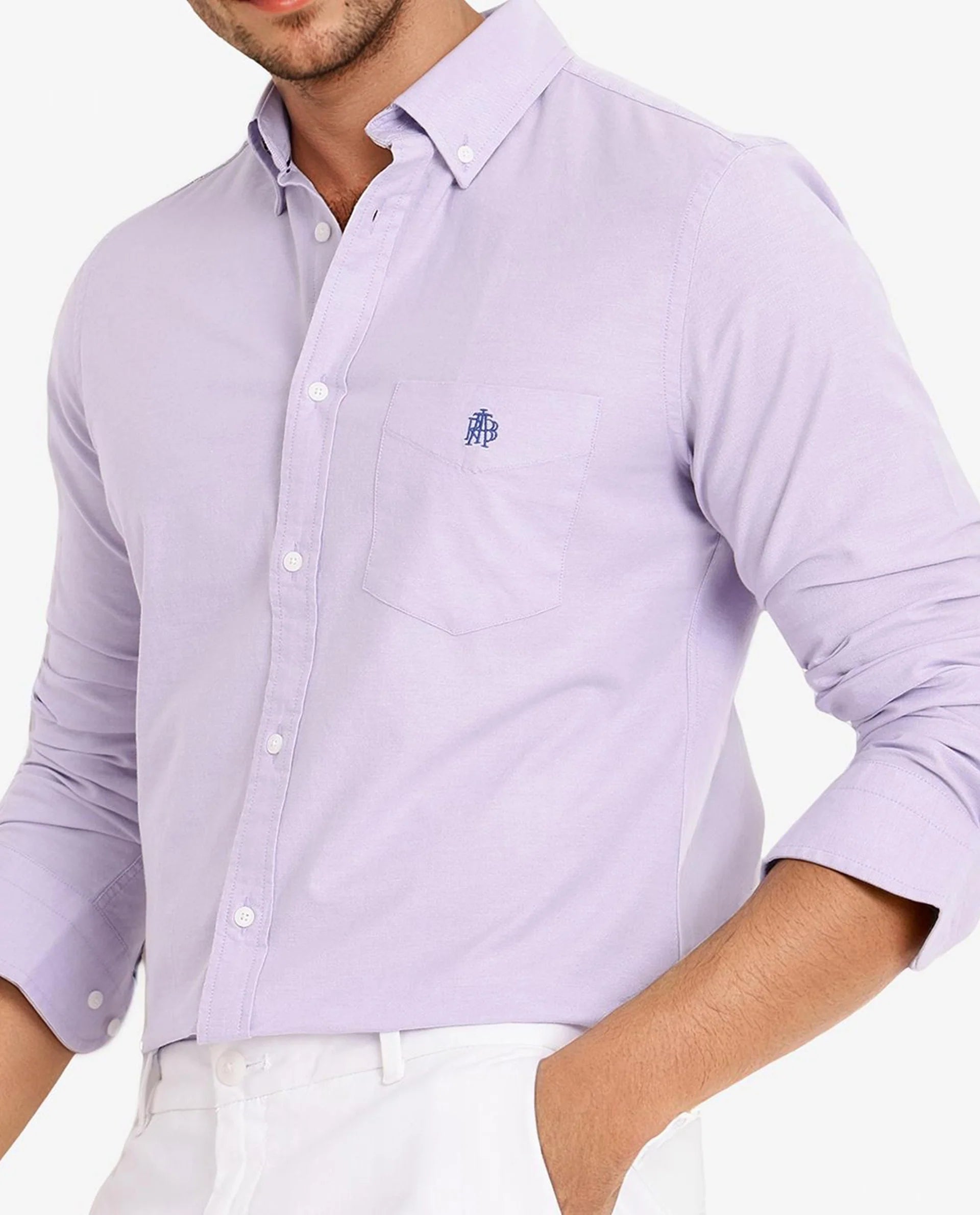 Rare Rabbit Men Oxob Light Purple Full Sleeve Collared Neck Button Closure Regular Fit Plain Shirt