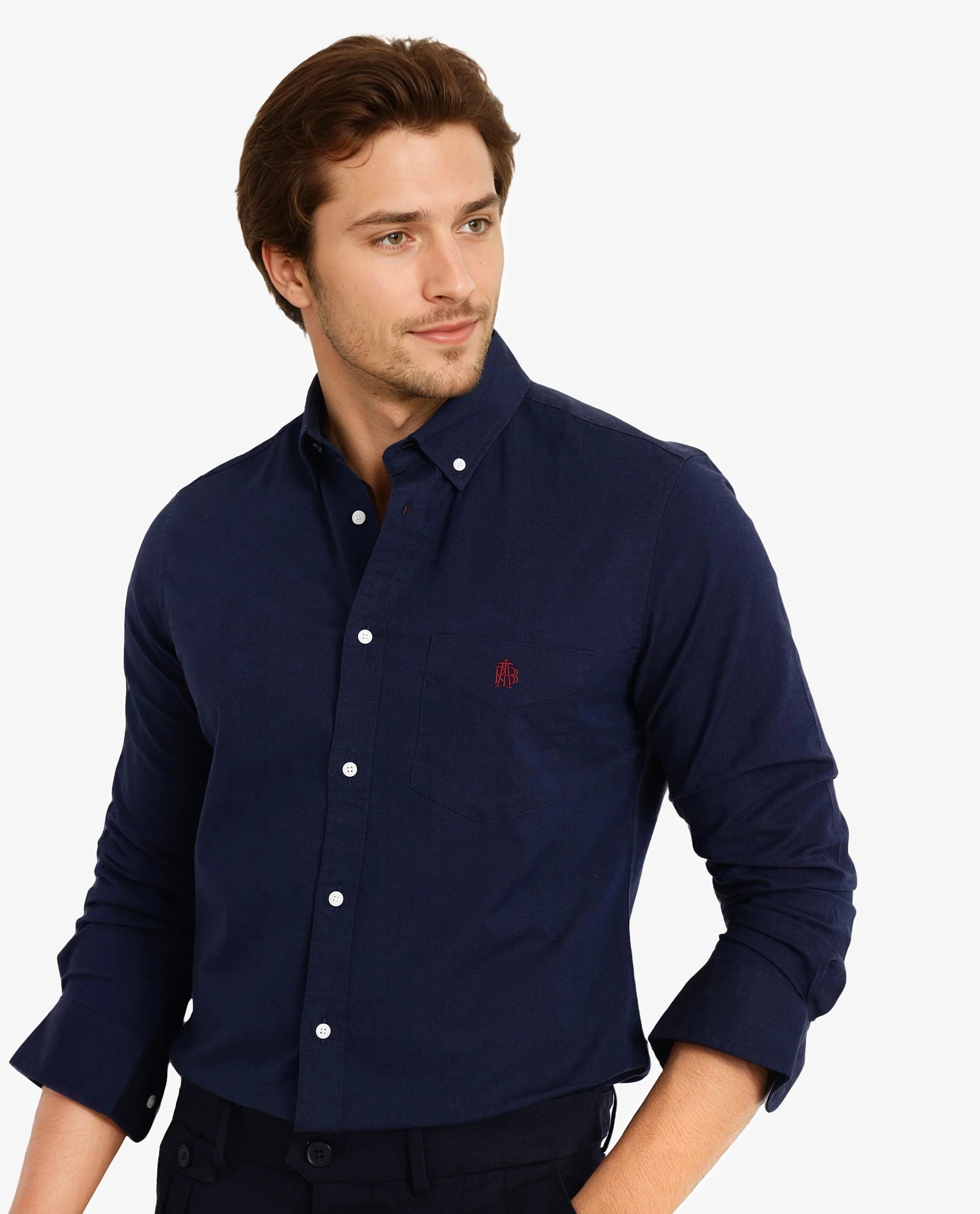 Rare Rabbit Men Oxob Navy Full Sleeve Collared Neck Button Closure Regular Fit Plain Shirt