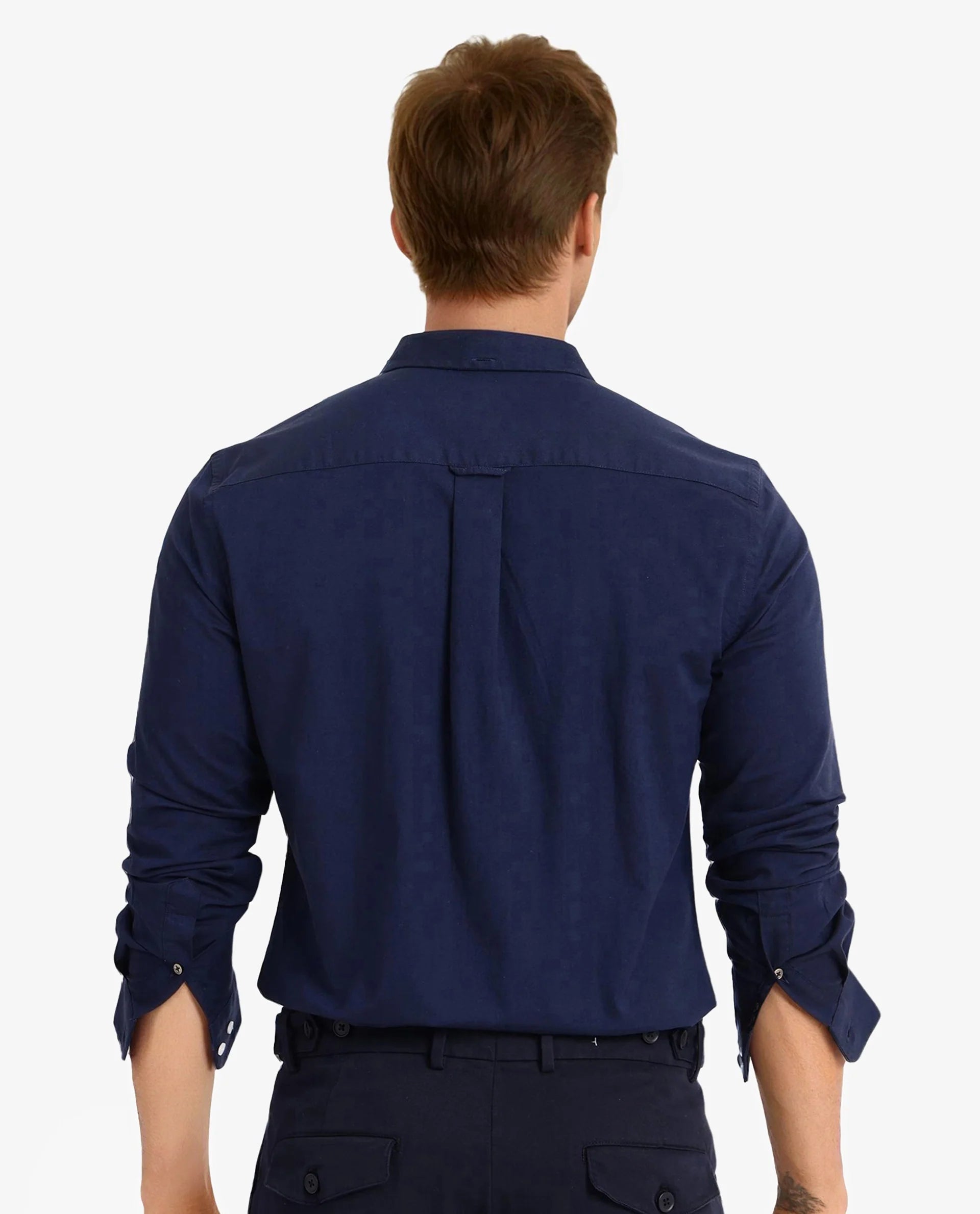 Rare Rabbit Men Oxob Navy Full Sleeve Collared Neck Button Closure Regular Fit Plain Shirt