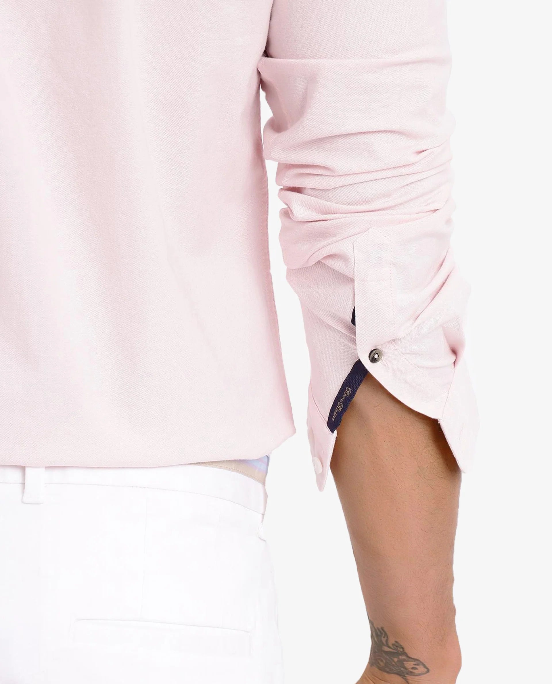 Rare Rabbit Men Oxob Pastel Pink Full Sleeve Collared Neck Button Closure Regular Fit Plain Shirt