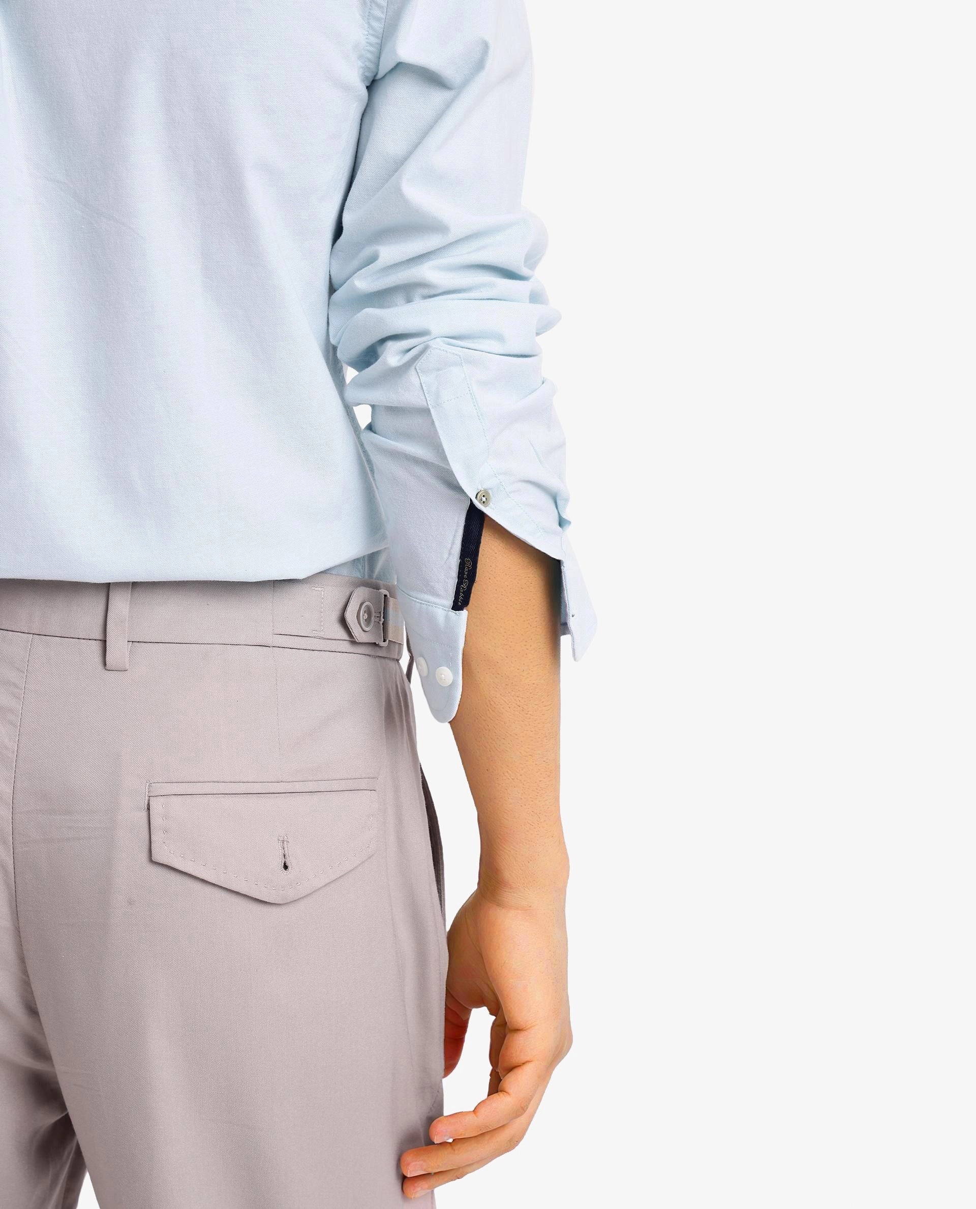 Rare Rabbit Men Oxob Pastel Turq Full Sleeve Collared Neck Button Closure Regular Fit Plain Shirt