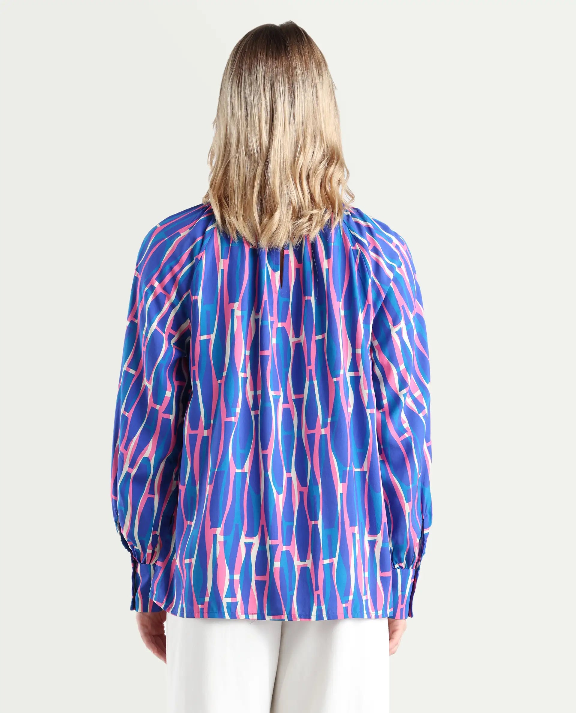 Rareism Women's Palermo Multi Viscose Crew Neck Abstract Print Raglan Sleeve Regular Fit Top