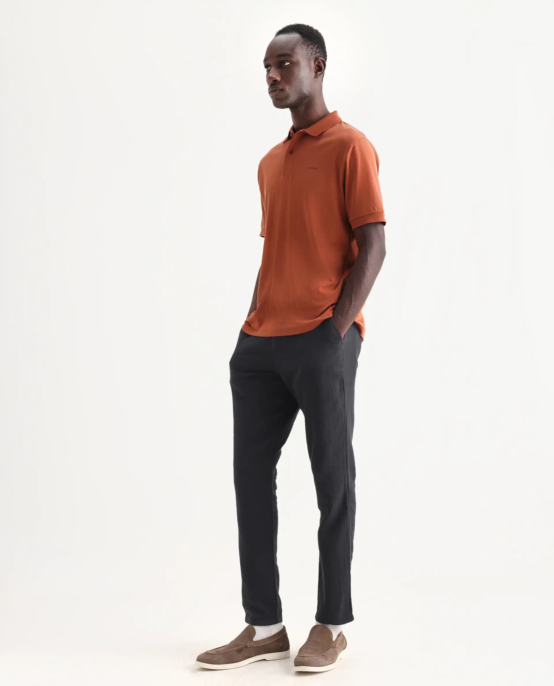 Rare Rabbit Men's Pastor-3 Black Cotton Plain Regular Fit Trouser