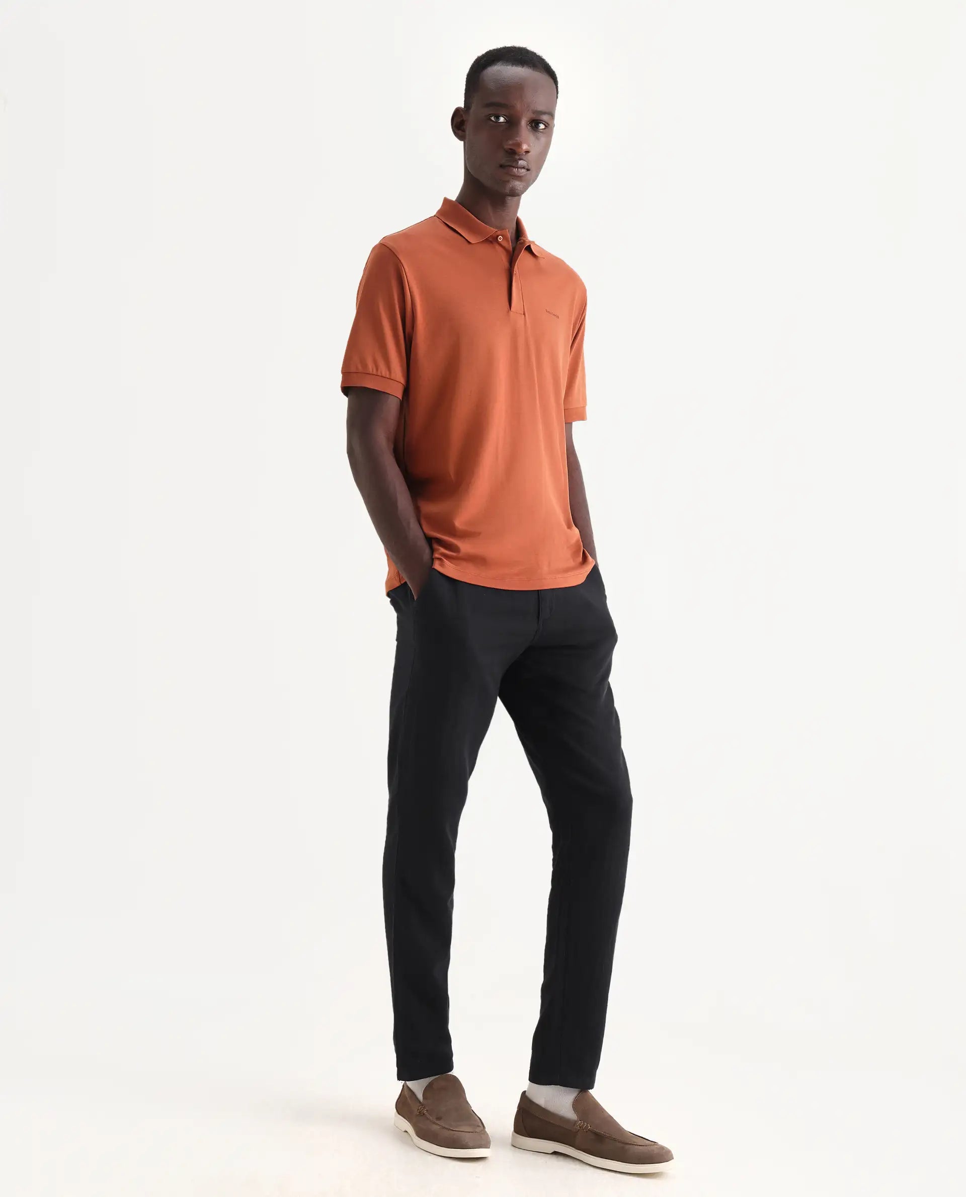 Rare Rabbit Men's Pastor-3 Black Cotton Plain Regular Fit Trouser