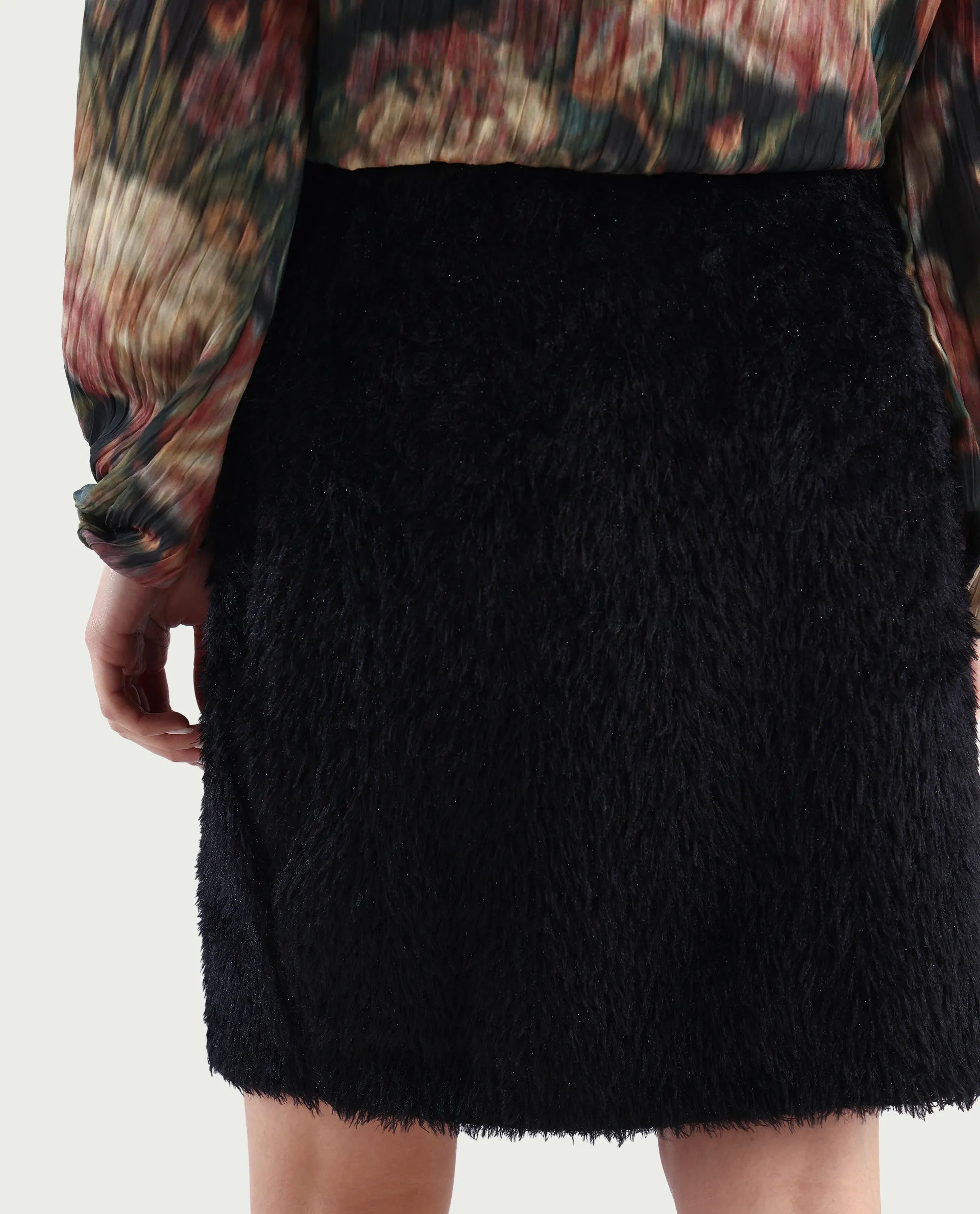 Rareism Women's Pilxar B Black Acrylic Dyed Mini Fitted Skirt