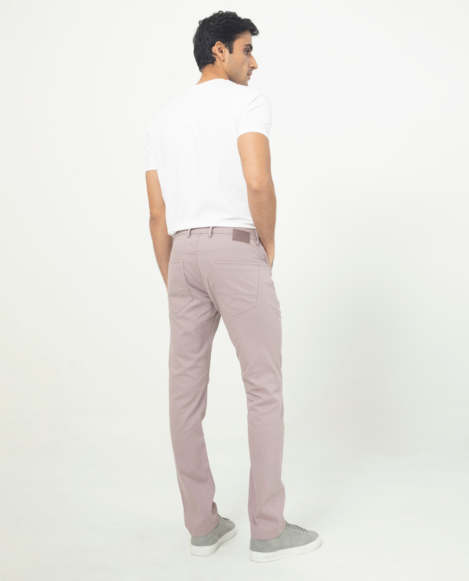 Rare Rabbit Men's Poke-2 Dusky Purple Solid Mid-Rise Regular Fit Trouser