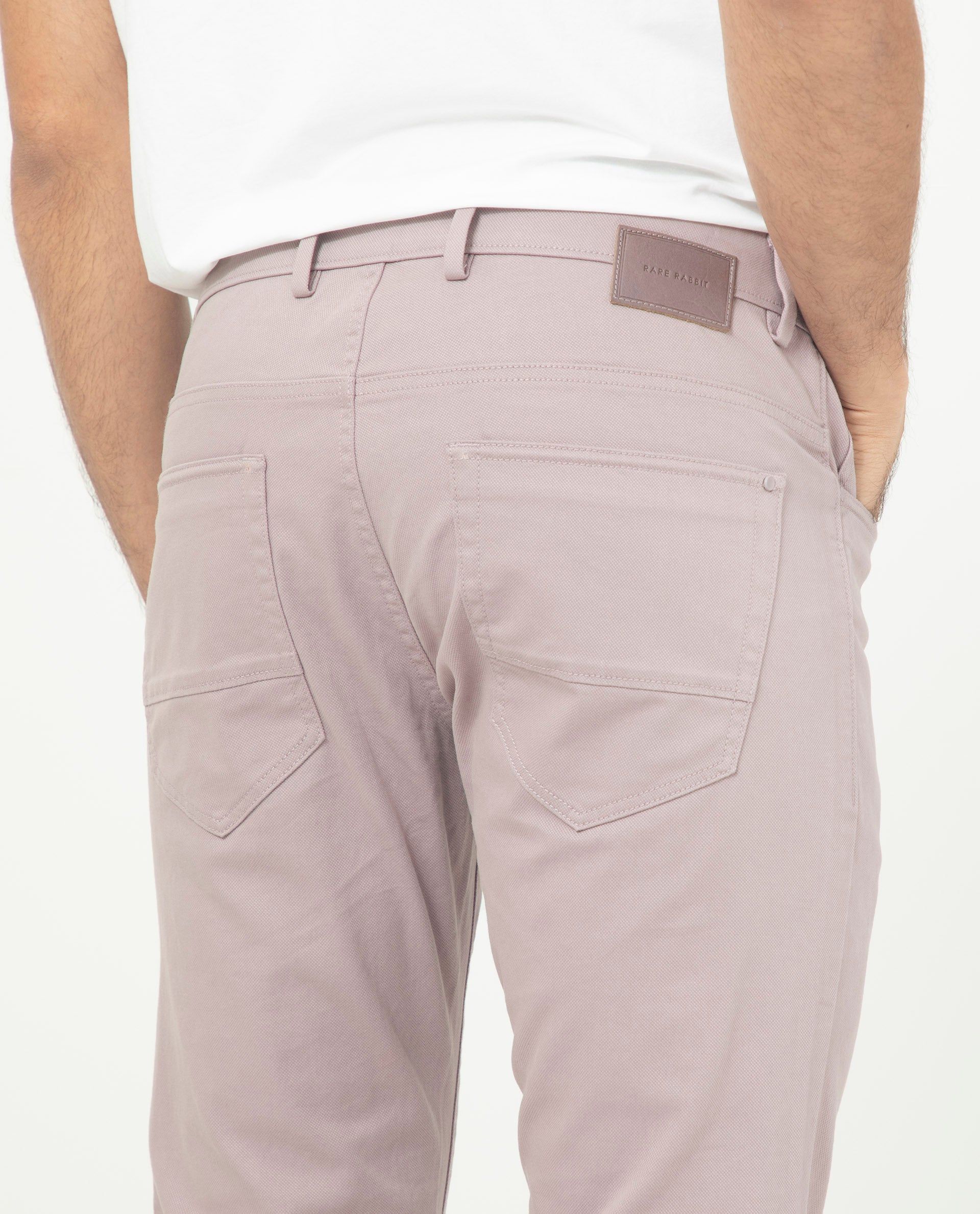 Rare Rabbit Men's Poke-2 Dusky Purple Solid Mid-Rise Regular Fit Trouser