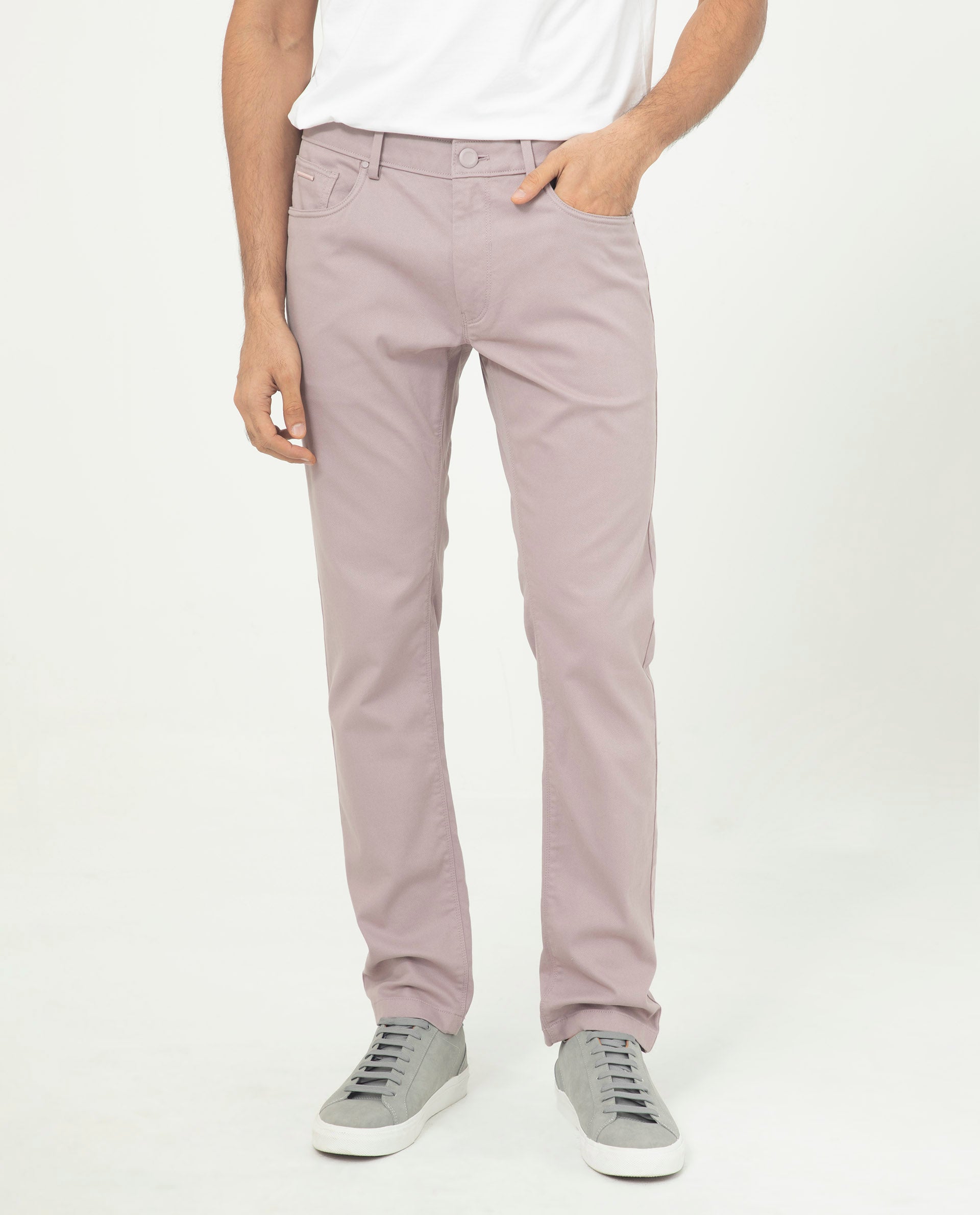 Rare Rabbit Men's Poke-2 Dusky Purple Solid Mid-Rise Regular Fit Trouser