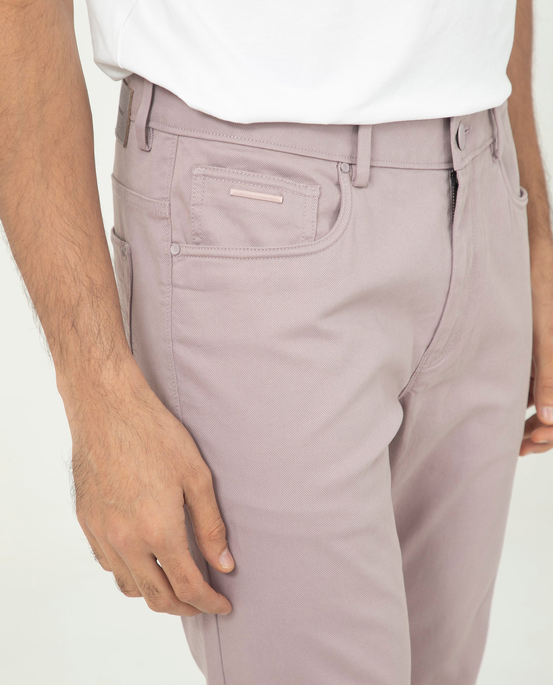 Rare Rabbit Men's Poke-2 Dusky Purple Solid Mid-Rise Regular Fit Trouser