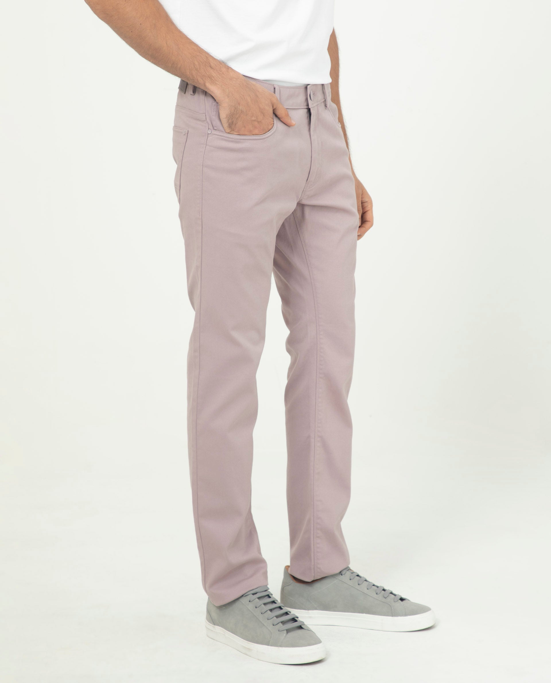 Rare Rabbit Men's Poke-2 Dusky Purple Solid Mid-Rise Regular Fit Trouser