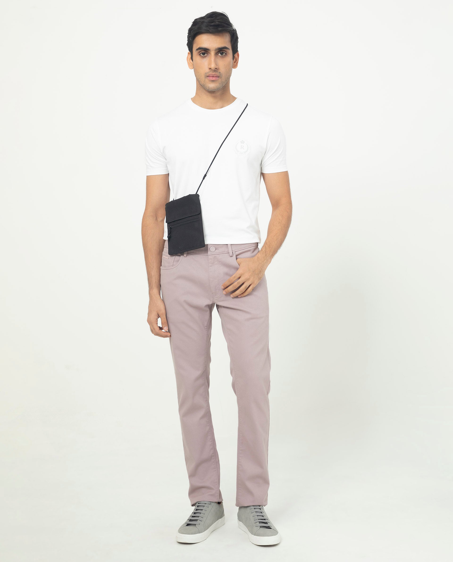 Rare Rabbit Men's Poke-2 Dusky Purple Solid Mid-Rise Regular Fit Trouser