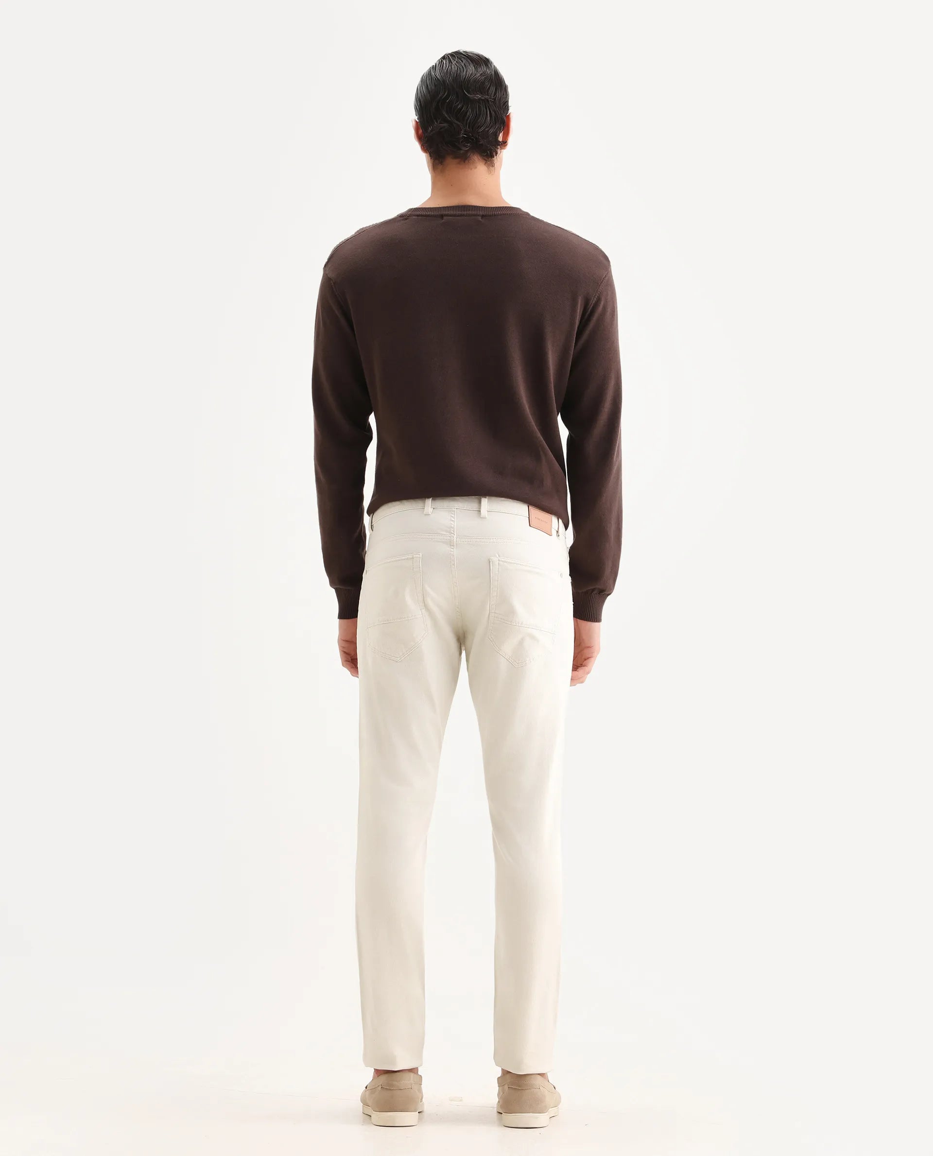 Rare Rabbit Men's Poke Beige Cotton Plain Regular Fit Trouser