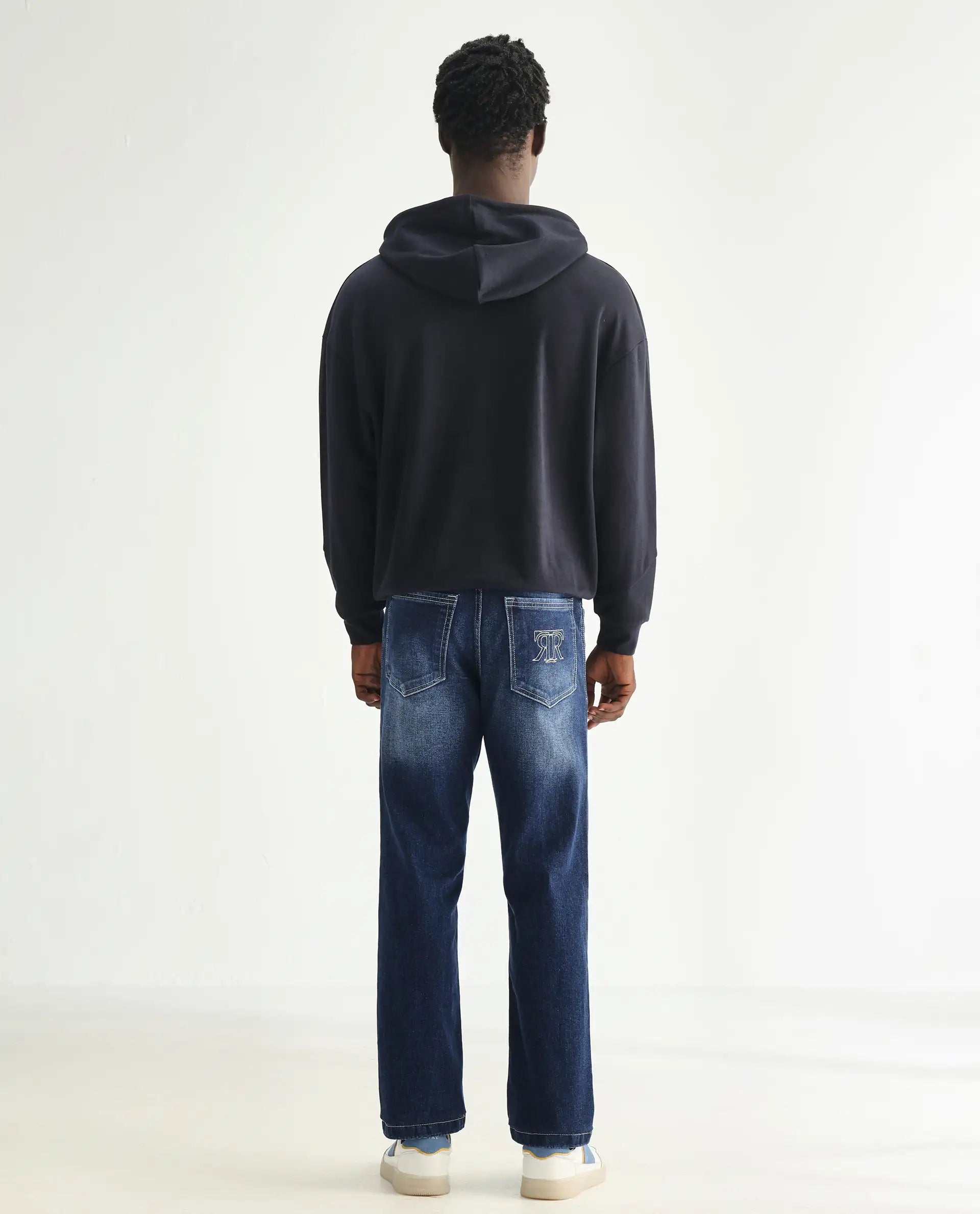 Rare Rabbit Men's Polin Blue Cotton Plain Morris Regular Fit Jeans