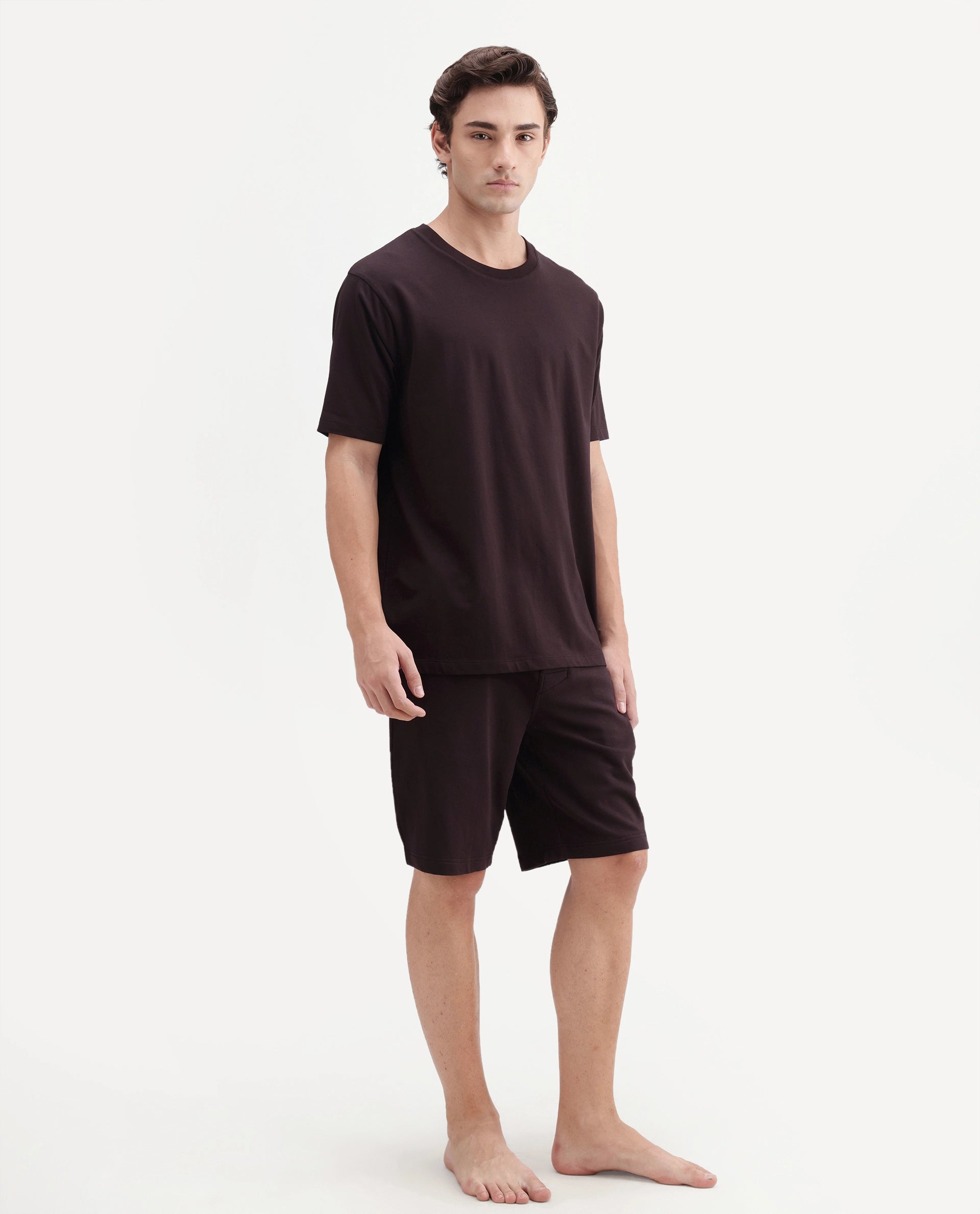 Rare Rabbit Men's Pont Dark Brown Cotton Oversized Above Knee Shorts