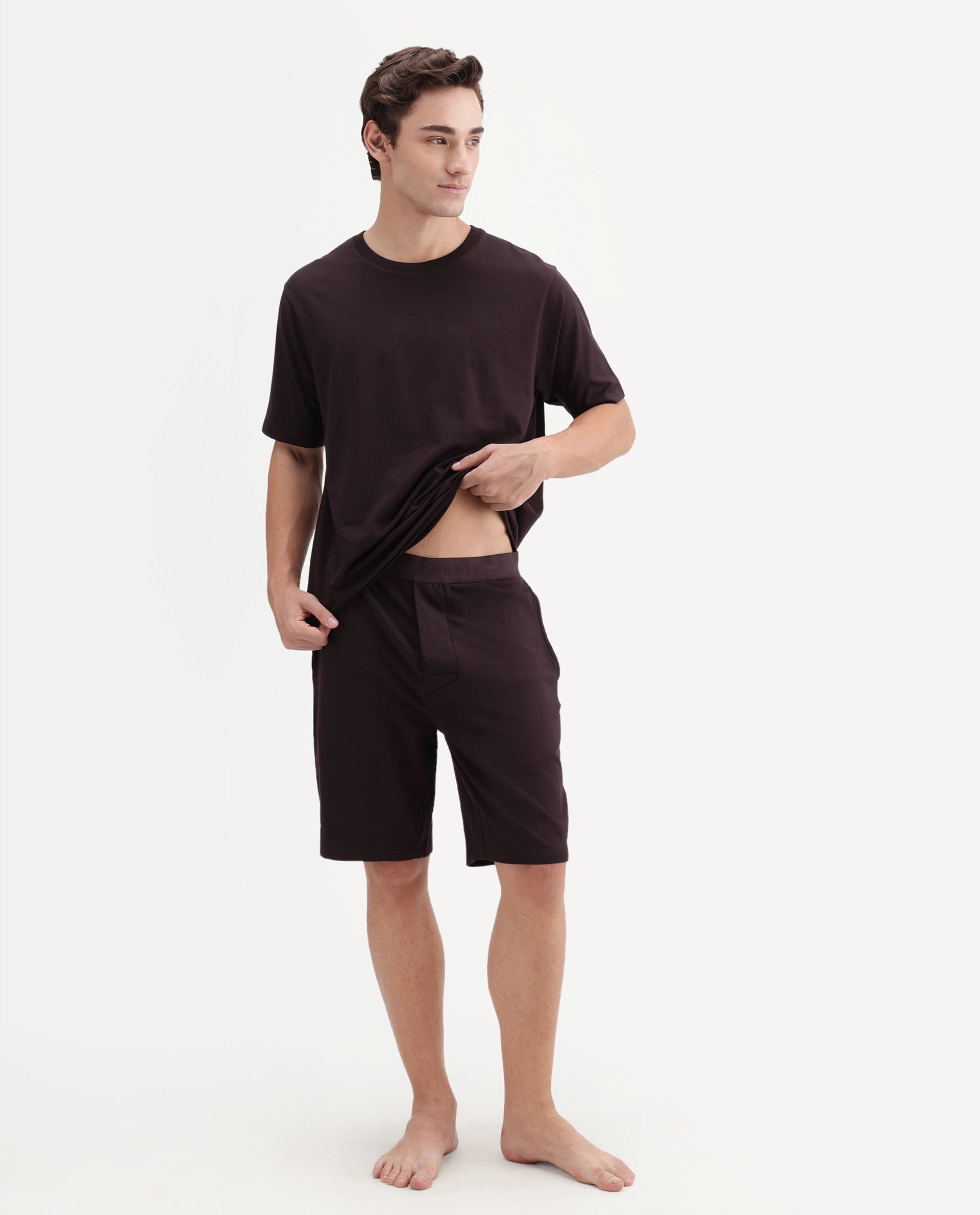 Rare Rabbit Men's Pont Dark Brown Cotton Oversized Above Knee Shorts