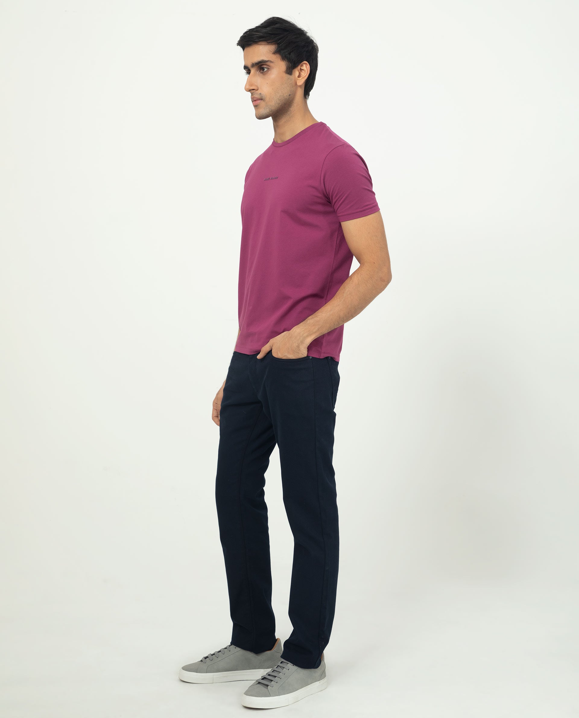 Rare Rabbit Men's Rabbit-5 Pink Crew Neck HD Print Branding Half Sleeves Regular Fit T-Shirt