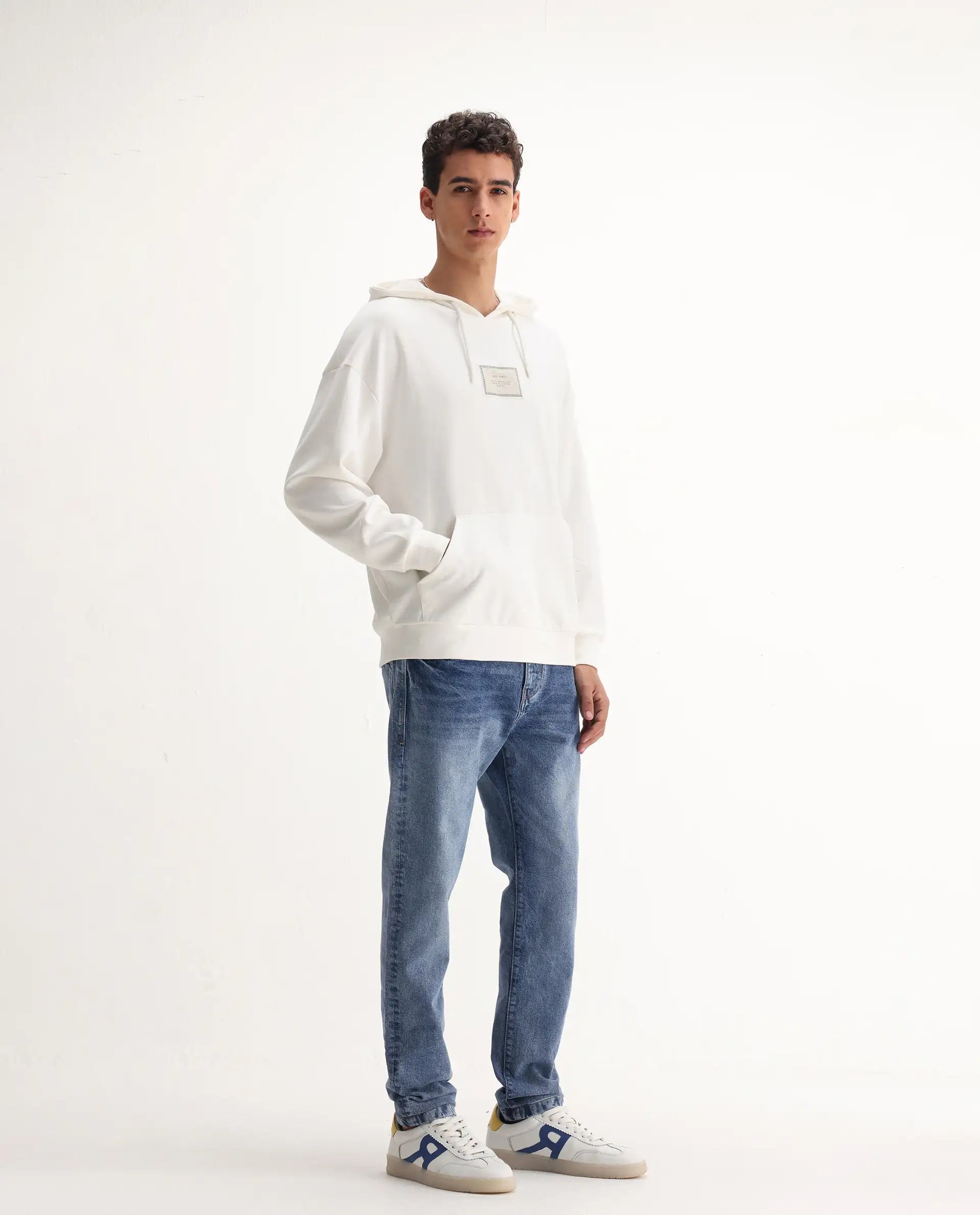 Rare Rabbit Men's Rapos Light Blue Cotton Blend Plain Morris Regular Fit Jeans