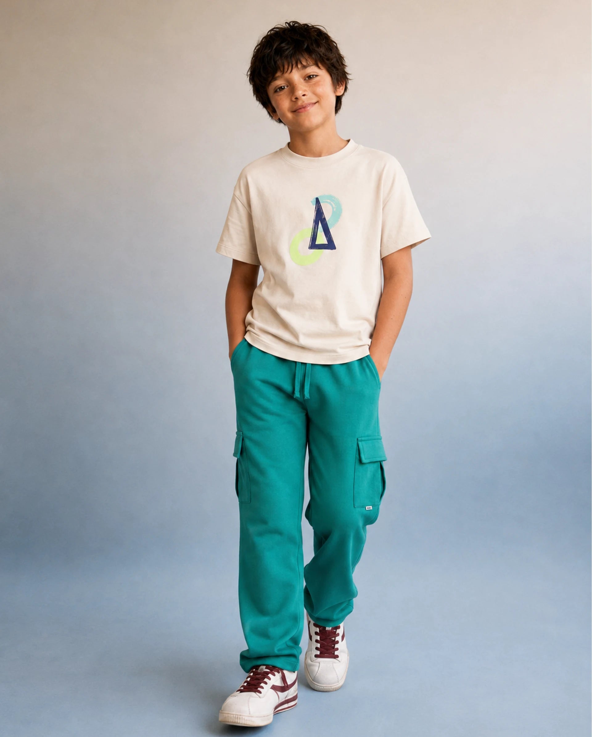 Rare Ones Kids Brody Green Cotton Fabric Drawstring Closure Regular Plain Track Pant