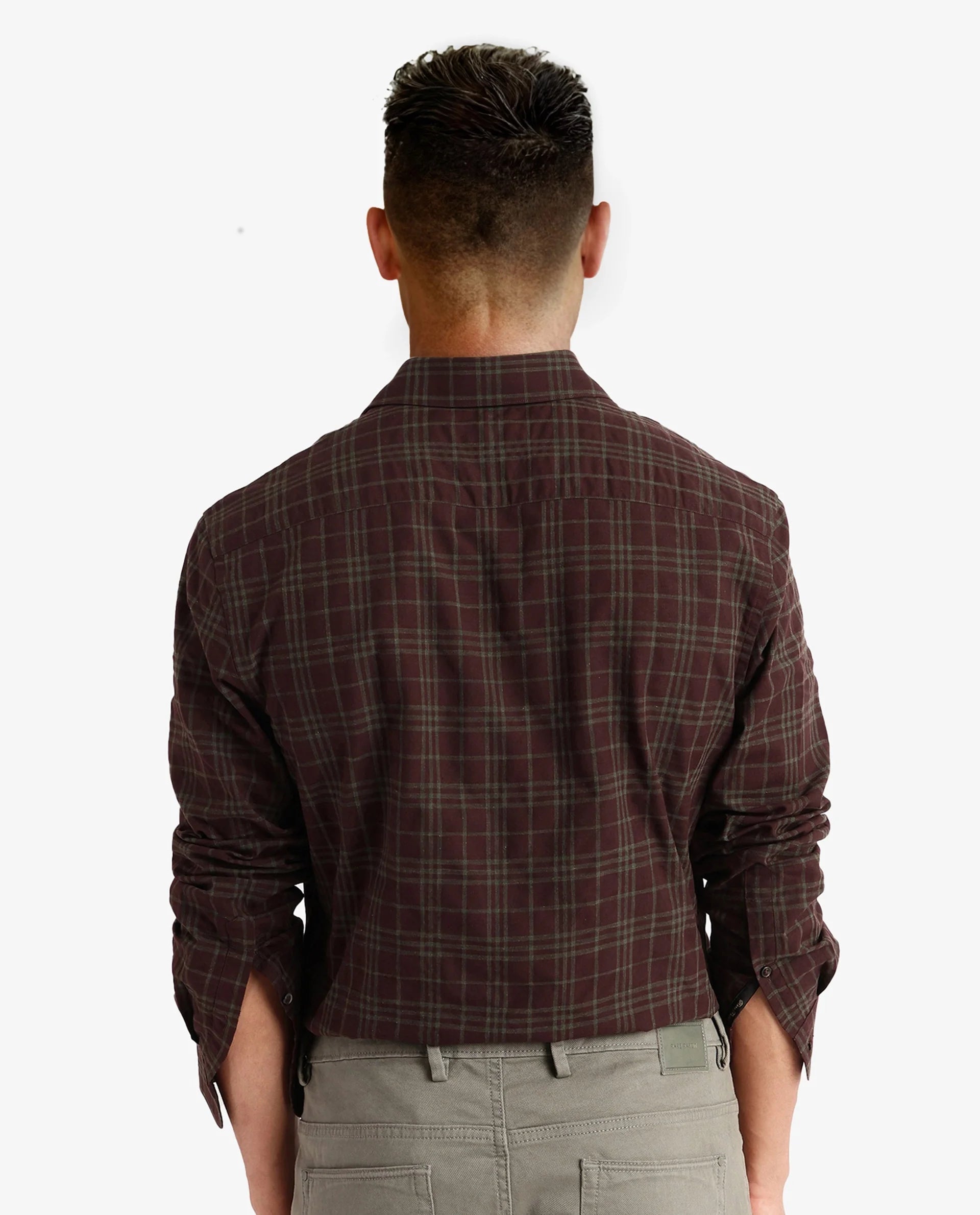 Rare Rabbit Men Revers Brown Cotton Fabric Regular Collar Full Sleeve Regular Fit Check Shirt