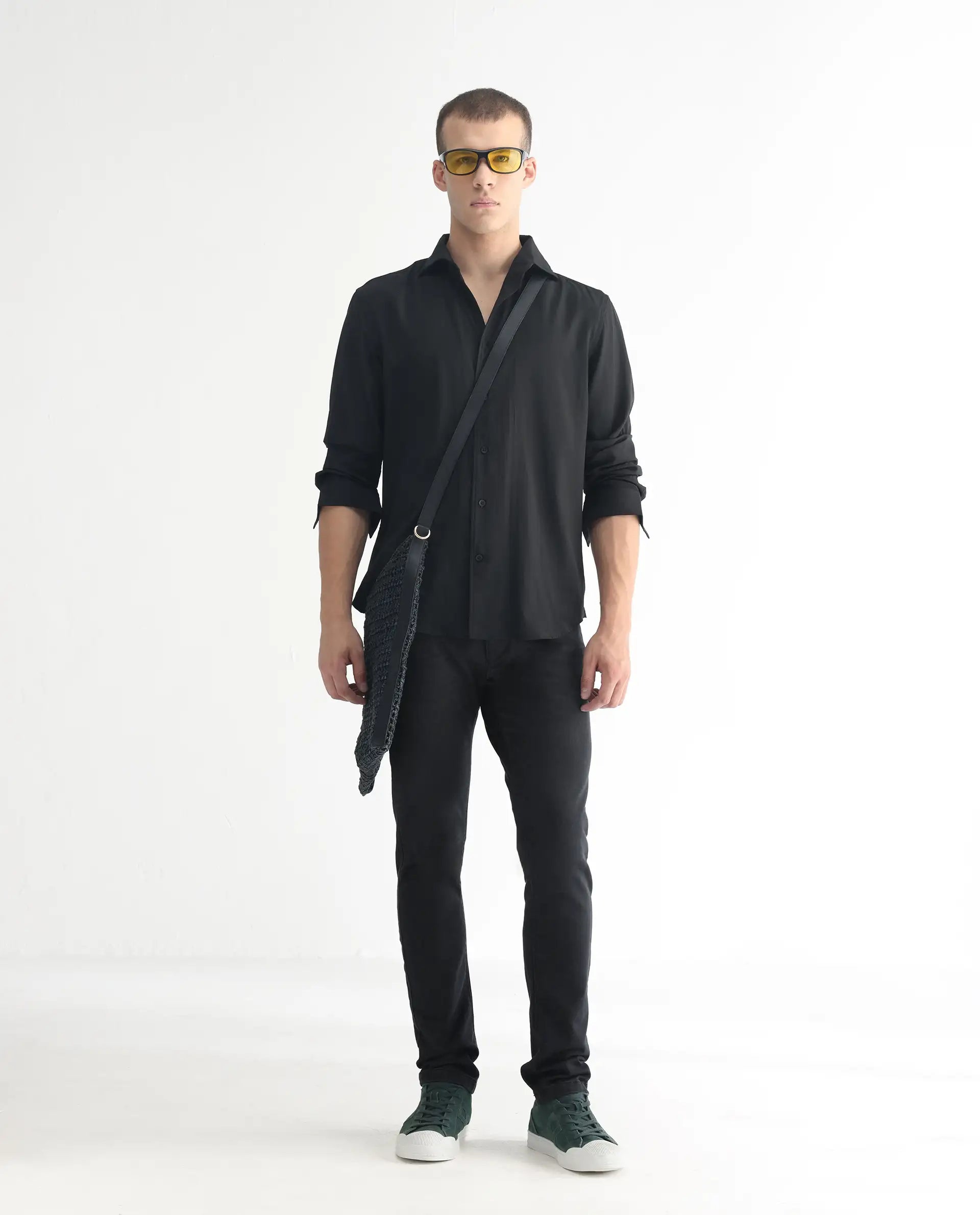 Rare Rabbit Men's Riom Dark Grey Cotton Plain Hawk Slim Fit Jeans