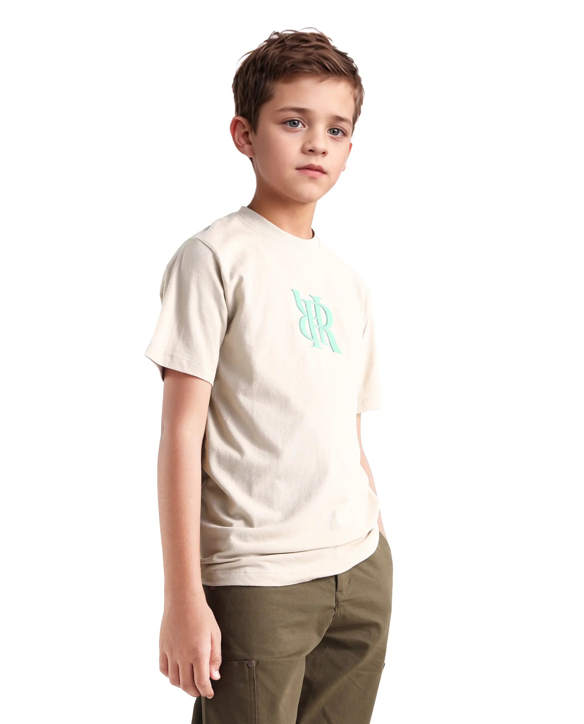 Rare Ones Kids Rosco-K Beige Cotton Jelly Print Regular Fit T-Shirt