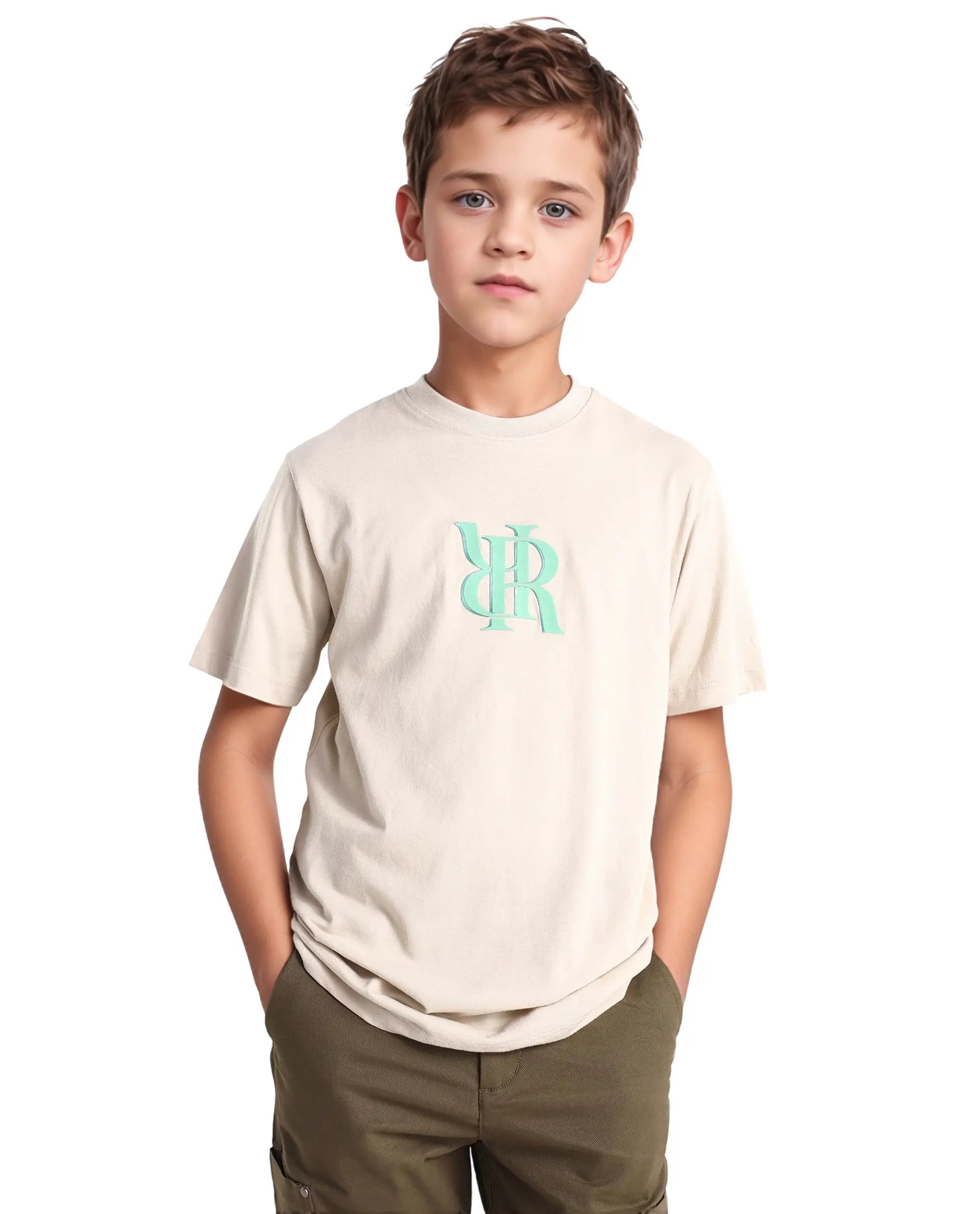 Rare Ones Kids Rosco-K Beige Cotton Jelly Print Regular Fit T-Shirt
