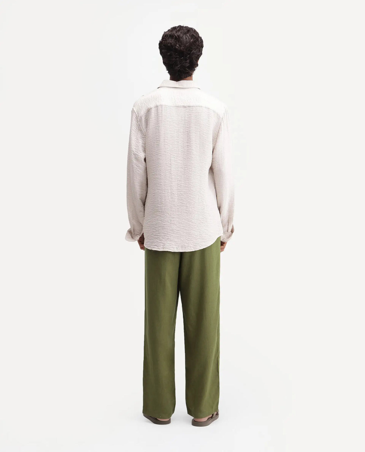 Rare Rabbit Men's Coft-B Olive Linen Blend Plain Loose Fit Trouser