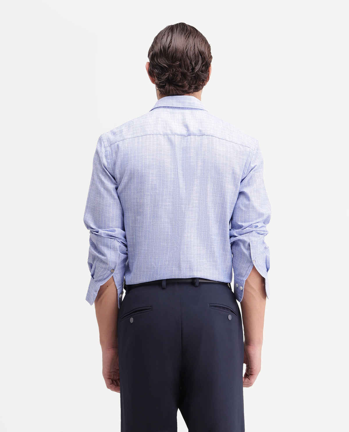 Rare Rabbit Men's Charp Blue Polyester Spread Collar Regular Fit Checked Shirt