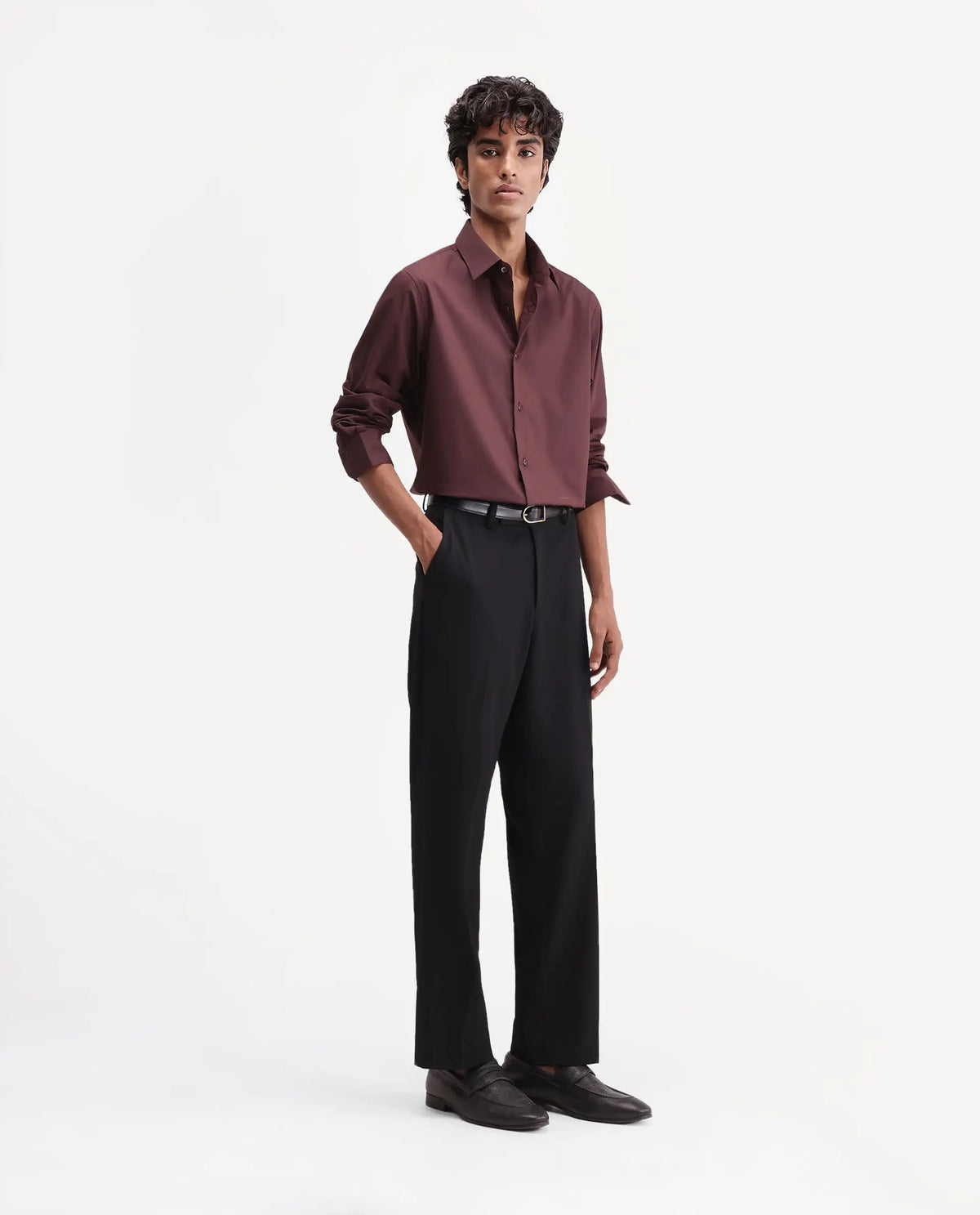 Rare Rabbit Men's State Black Polyester Blend Regular Fit Plain Trouser
