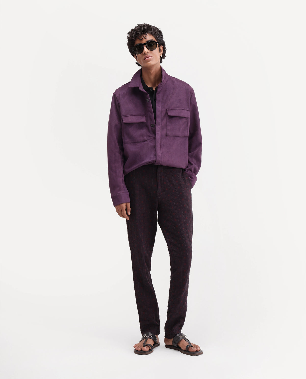 Rare Rabbit Men's Fifth Maroon Cotton Regular Fit Jacquard Trouser
