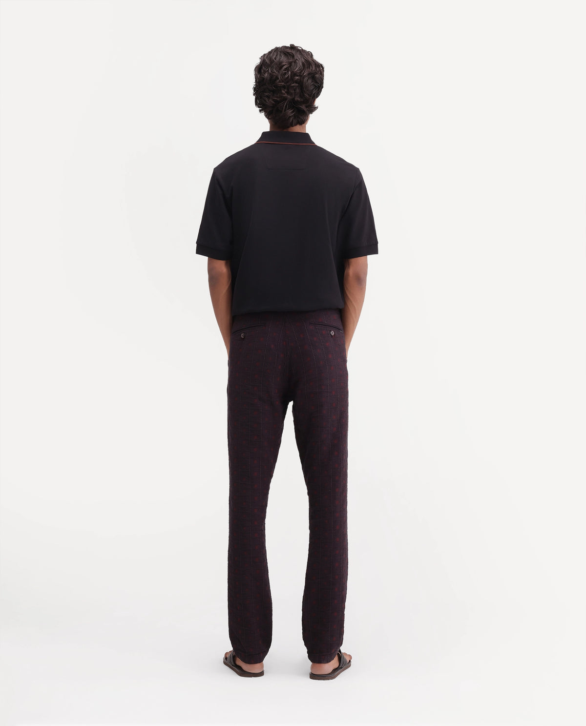 Rare Rabbit Men's Fifth Maroon Cotton Regular Fit Jacquard Trouser