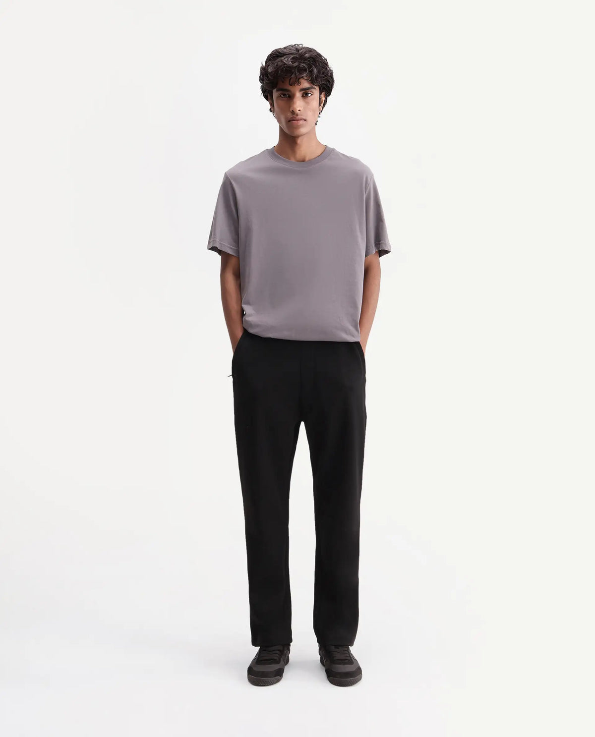Rare Rabbit Men's Costo-T-A26 Black Cotton Blend Relaxed Plain Track Pant