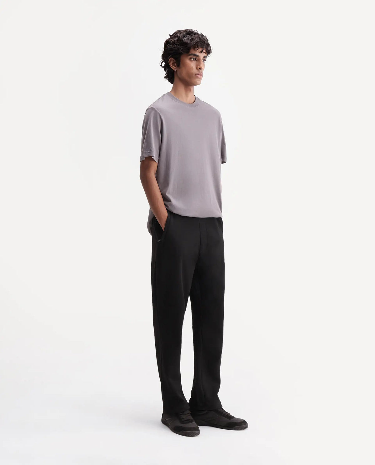 Rare Rabbit Men's Costo-T-A26 Black Cotton Blend Relaxed Plain Track Pant