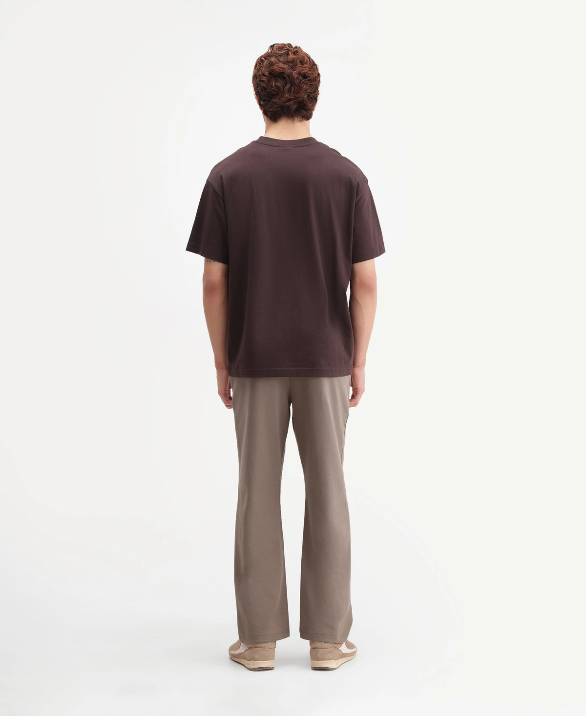 Rare Rabbit Men's Dali Dark Beige Cotton Blend Regular Plain Track Pant
