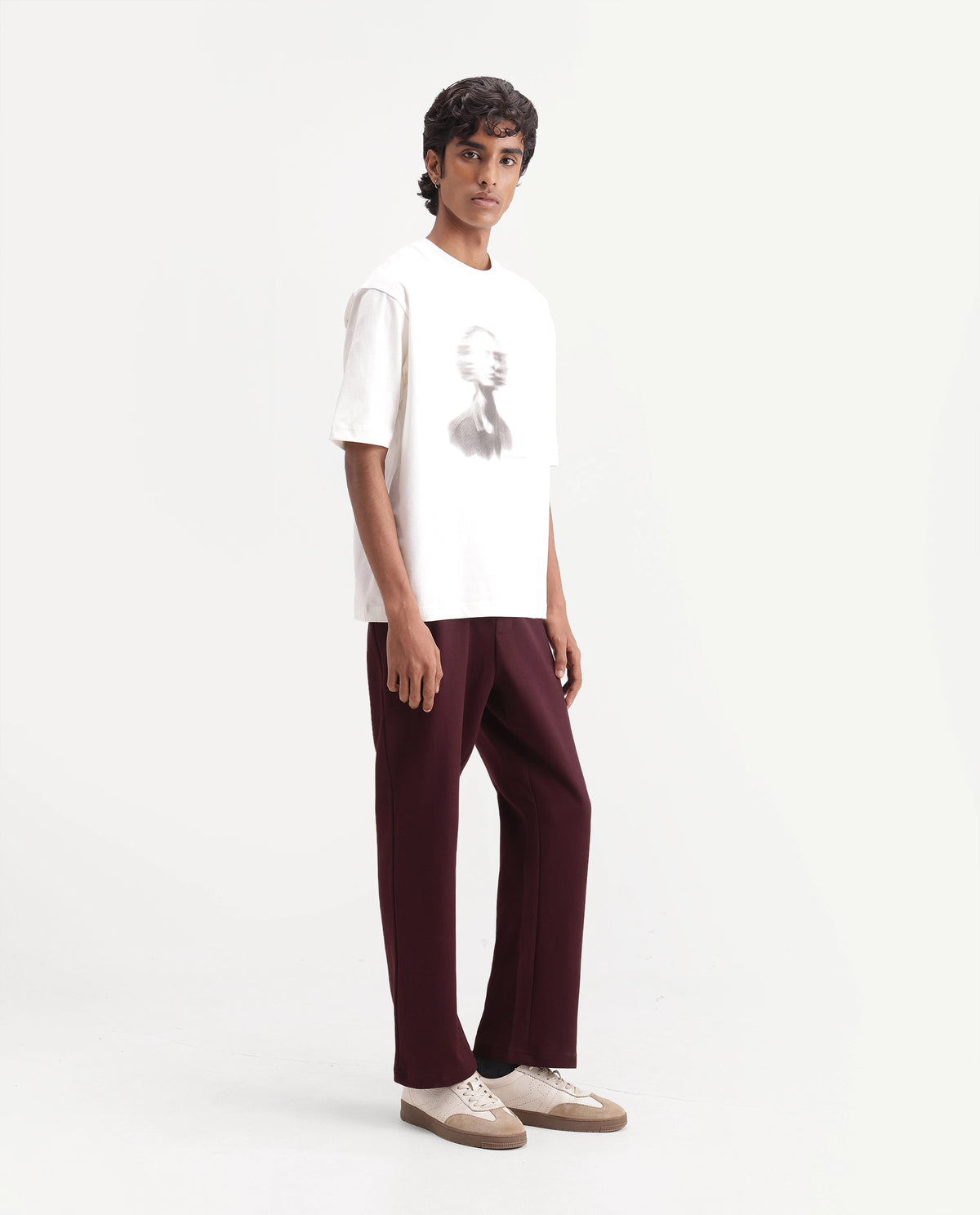 Rare Rabbit Men's Dali Dark Maroon Cotton Blend Regular Plain Track Pant