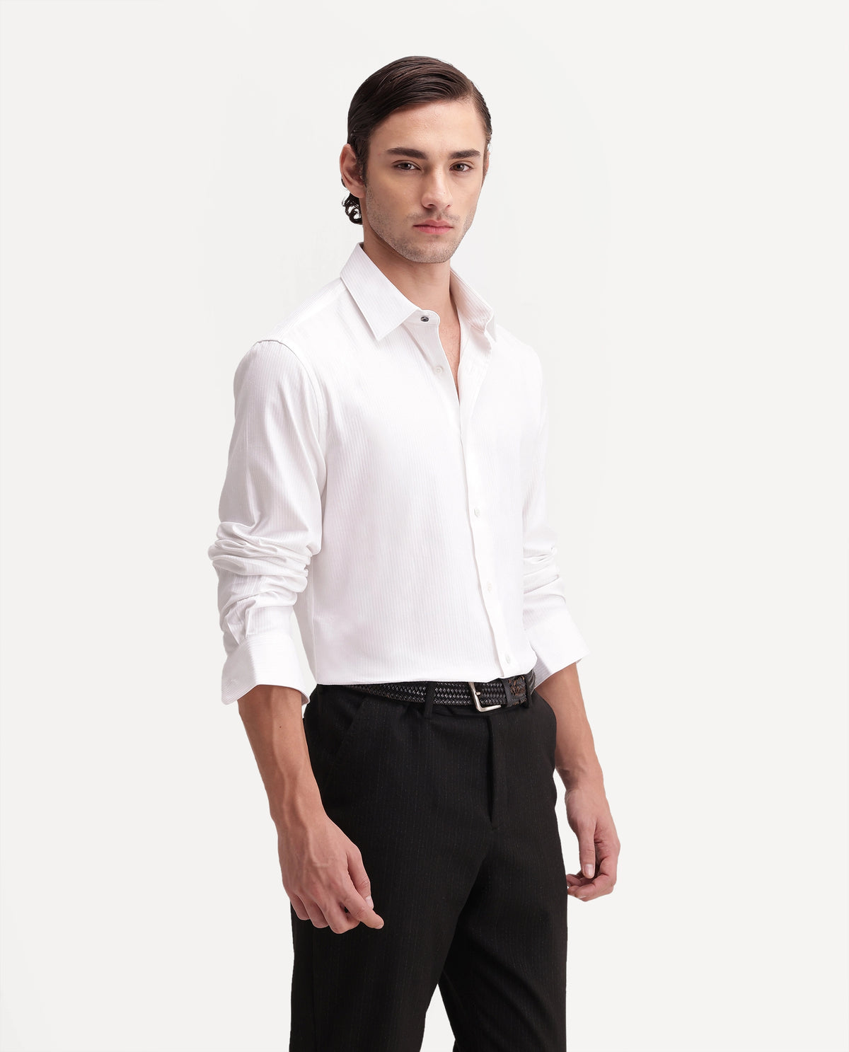 Rare Rabbit Men's Novo-Aw26 Primary White Cotton Spread Collar Regular Plain Shirt