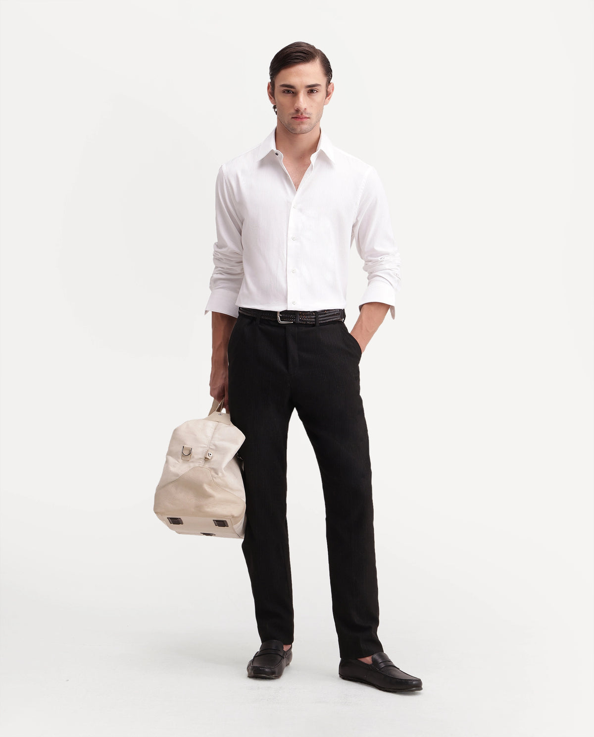 Rare Rabbit Men's Novo-Aw26 Primary White Cotton Spread Collar Regular Plain Shirt