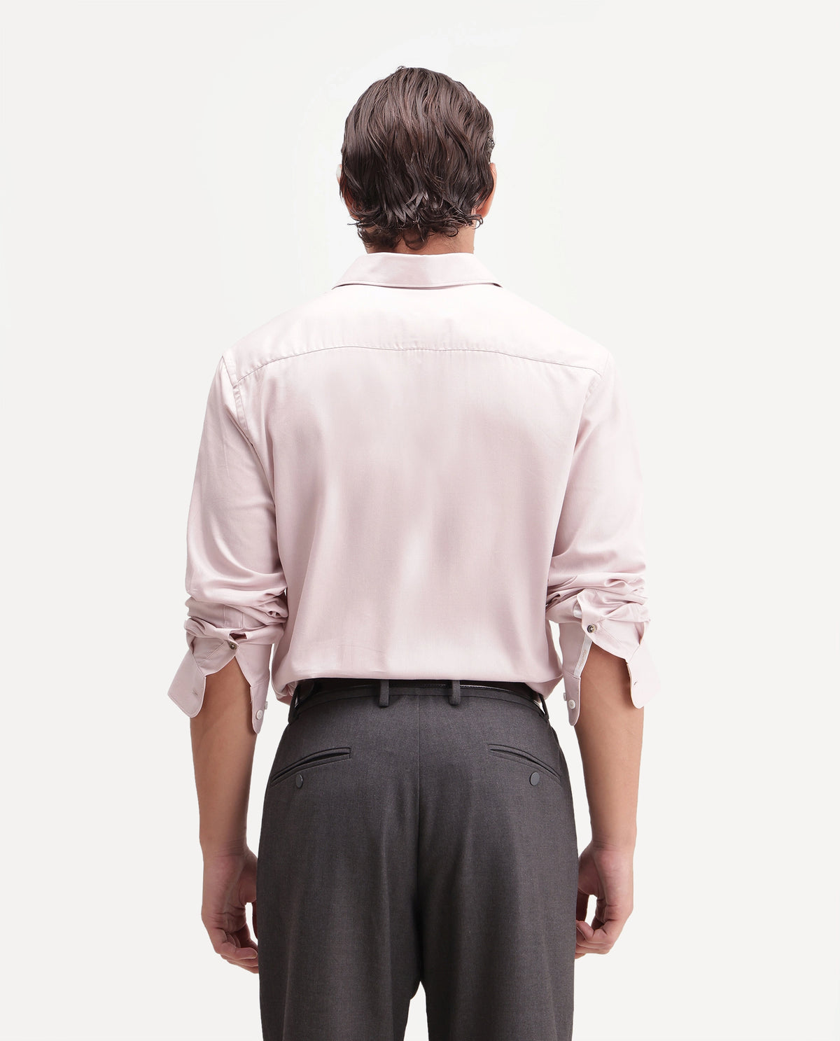 Rare Rabbit Men's Miru Light Pink Cotton Spread Collar Regular Plain Shirt