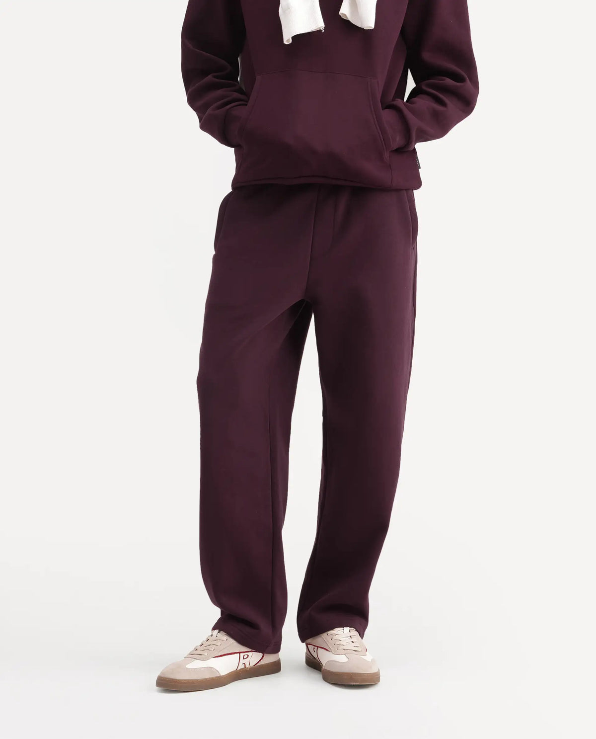 Rare Rabbit Men's Kore-T Maroon Cotton Blend Regular Plain Track Pant