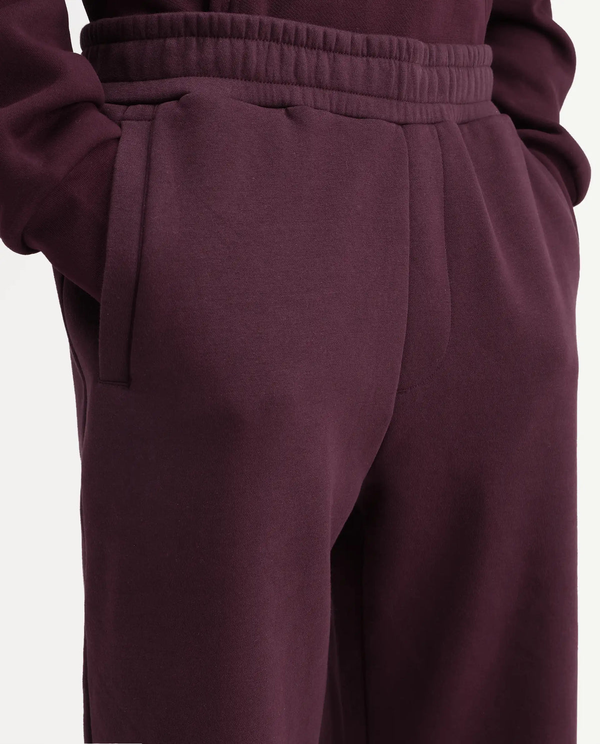Rare Rabbit Men's Kore-T Maroon Cotton Blend Regular Plain Track Pant