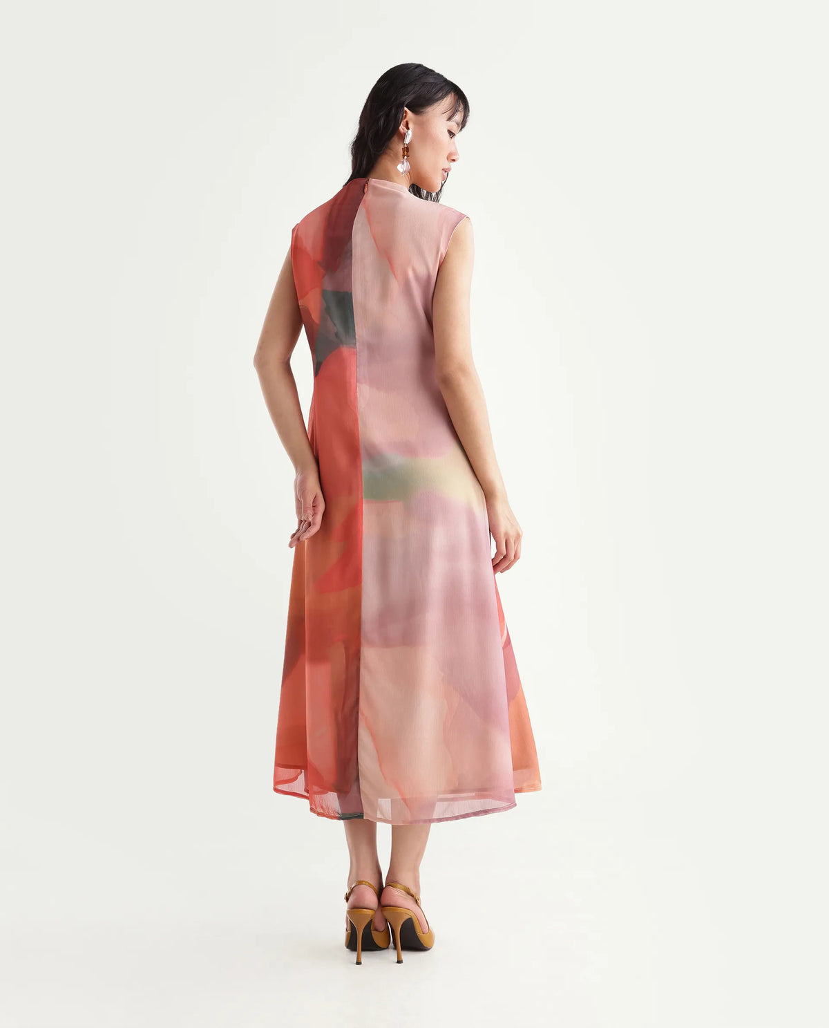 Rareism Women's Game Multi Polyester Button Regular Fit Dress