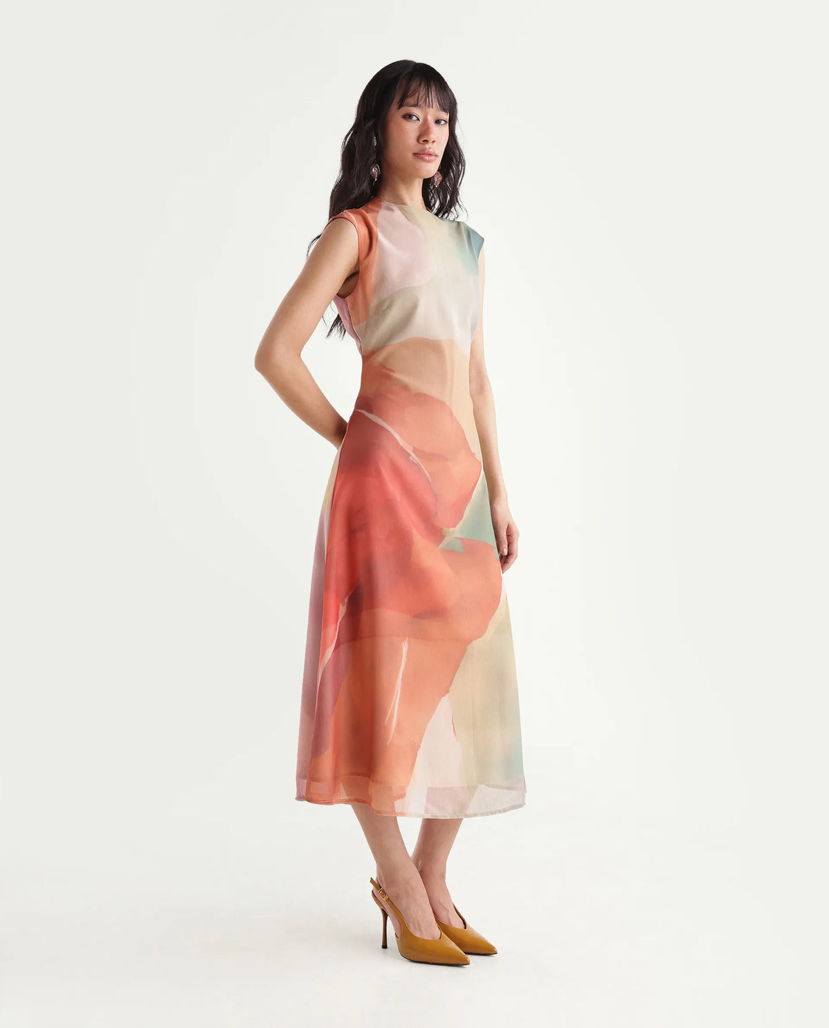 Rareism Women's Game Multi Polyester Button Regular Fit Dress