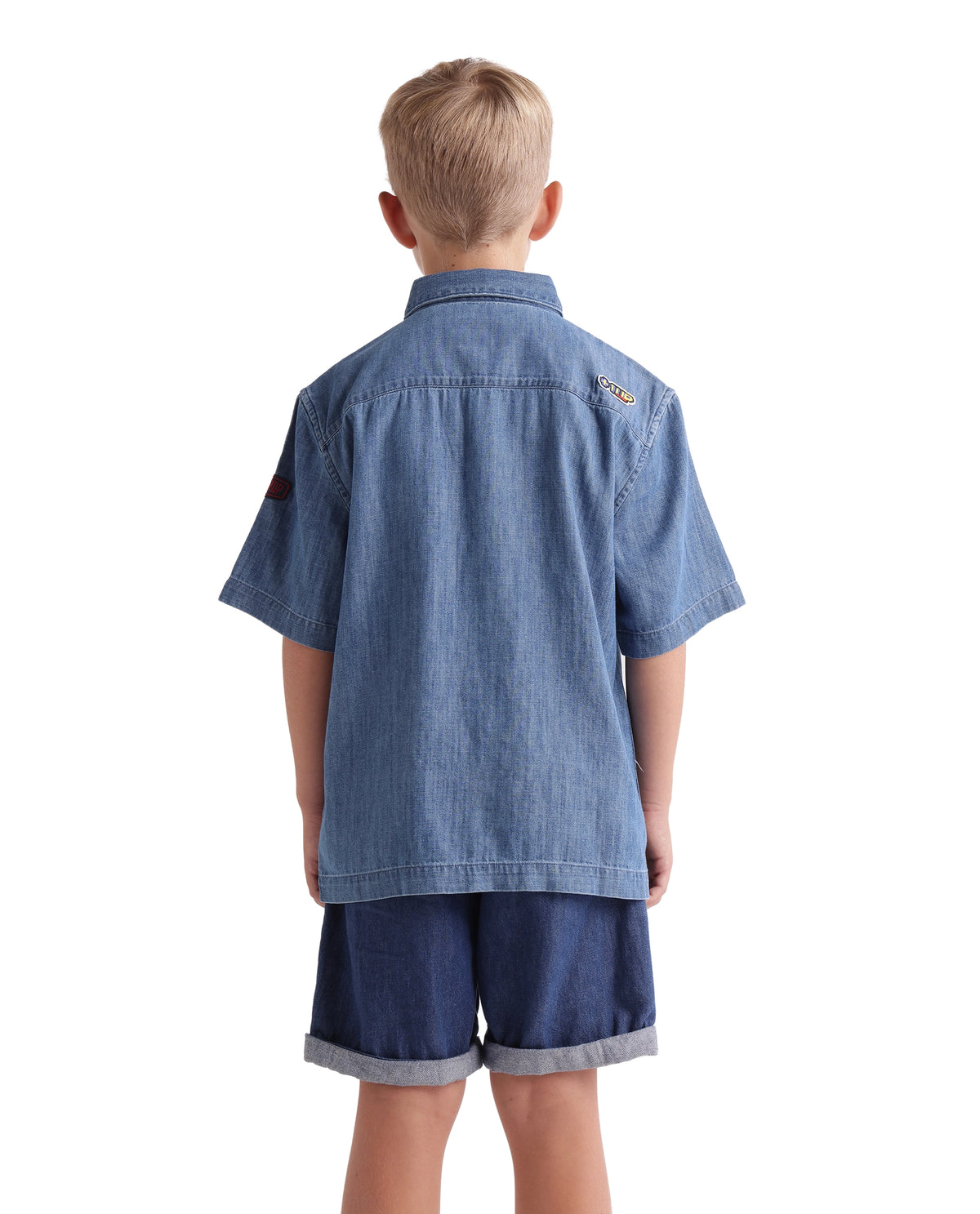 Rare Ones Kids West Light Blue Cotton Blend Fabric Button Closure Regular Fit Plain Shirt