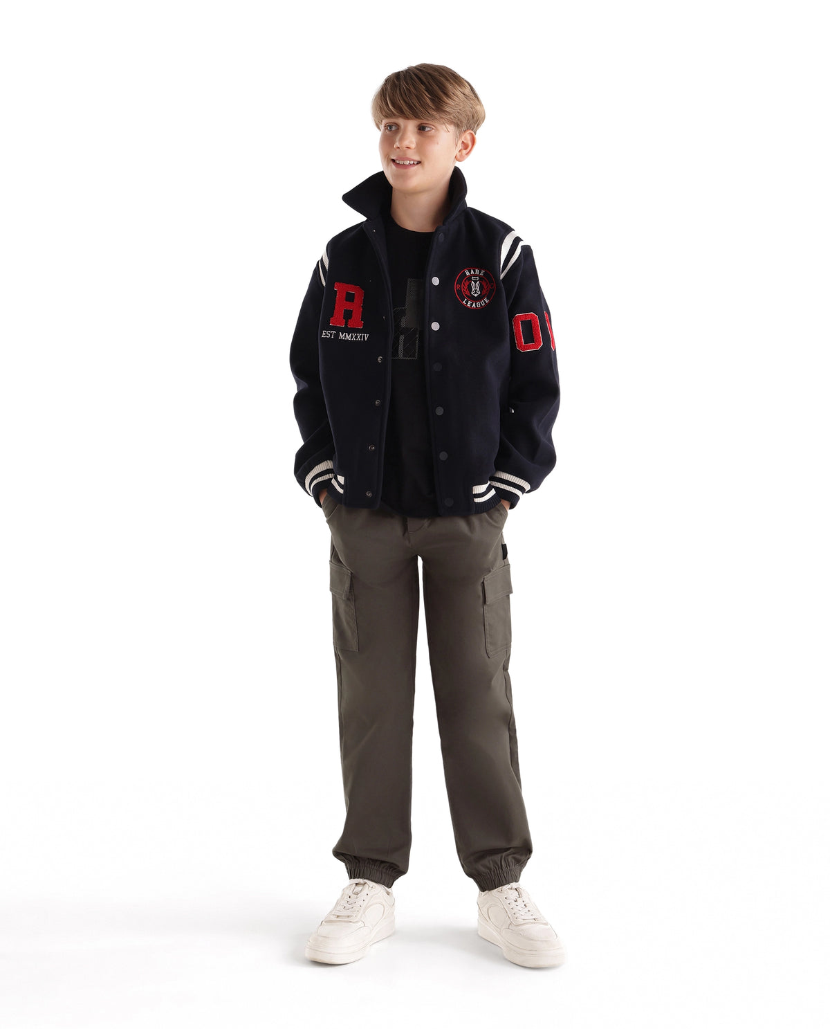 Rare Ones Kids Calix Dusky Brown Cotton Blend Fabric Drawstring Closure Cargo Fit Plain Trouser