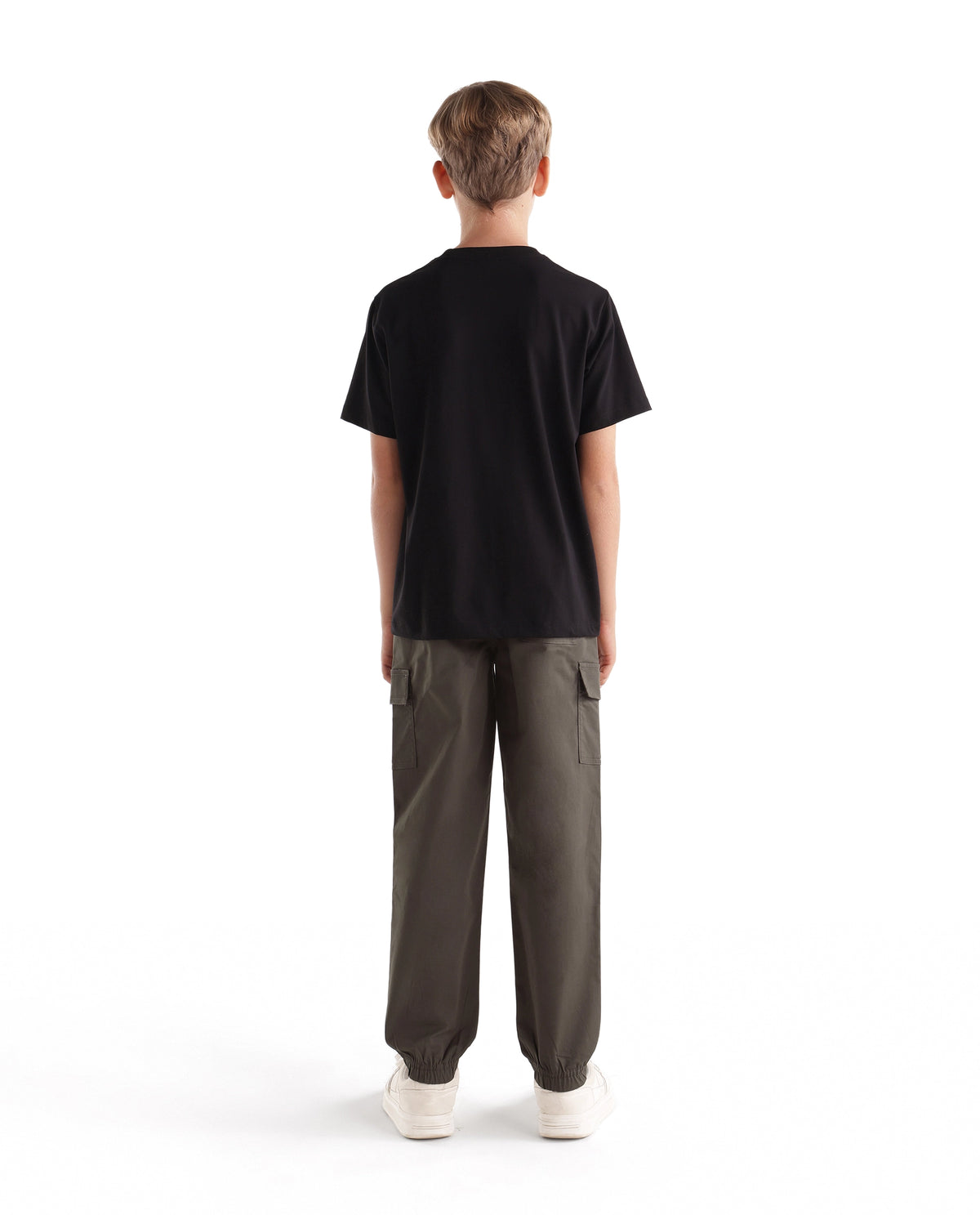 Rare Ones Kids Calix Dusky Brown Cotton Blend Fabric Drawstring Closure Cargo Fit Plain Trouser