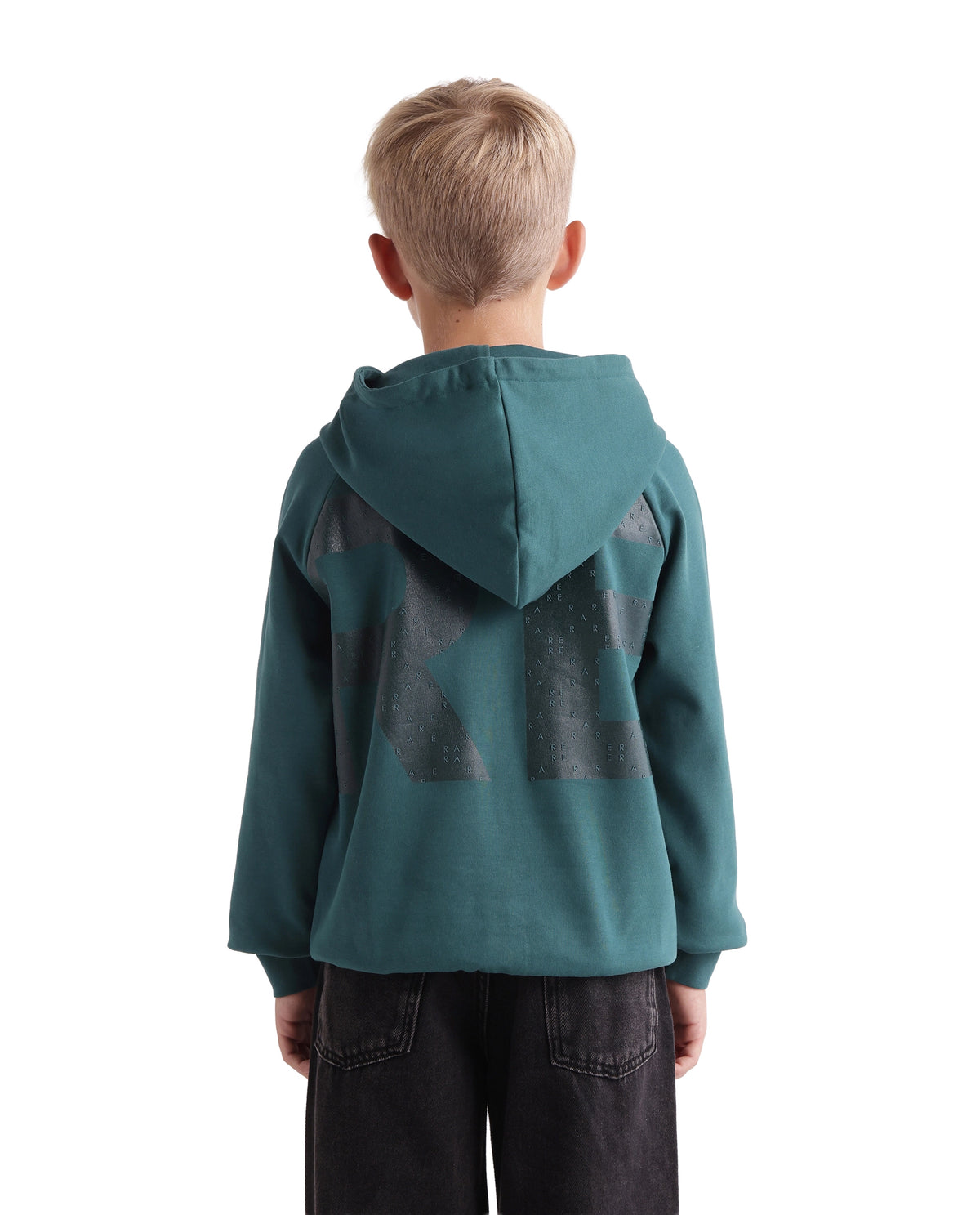 Rare Ones Kids Higs Teal Cotton Blend Fabric Hooded Drawstring Closure Regular Sweatshirt