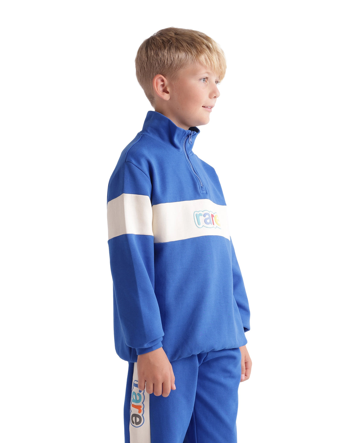 Rare Ones Kids Cloud Blue Cotton Blend Fabric Spread Collar Zipper Closure Regular Sweatshirt