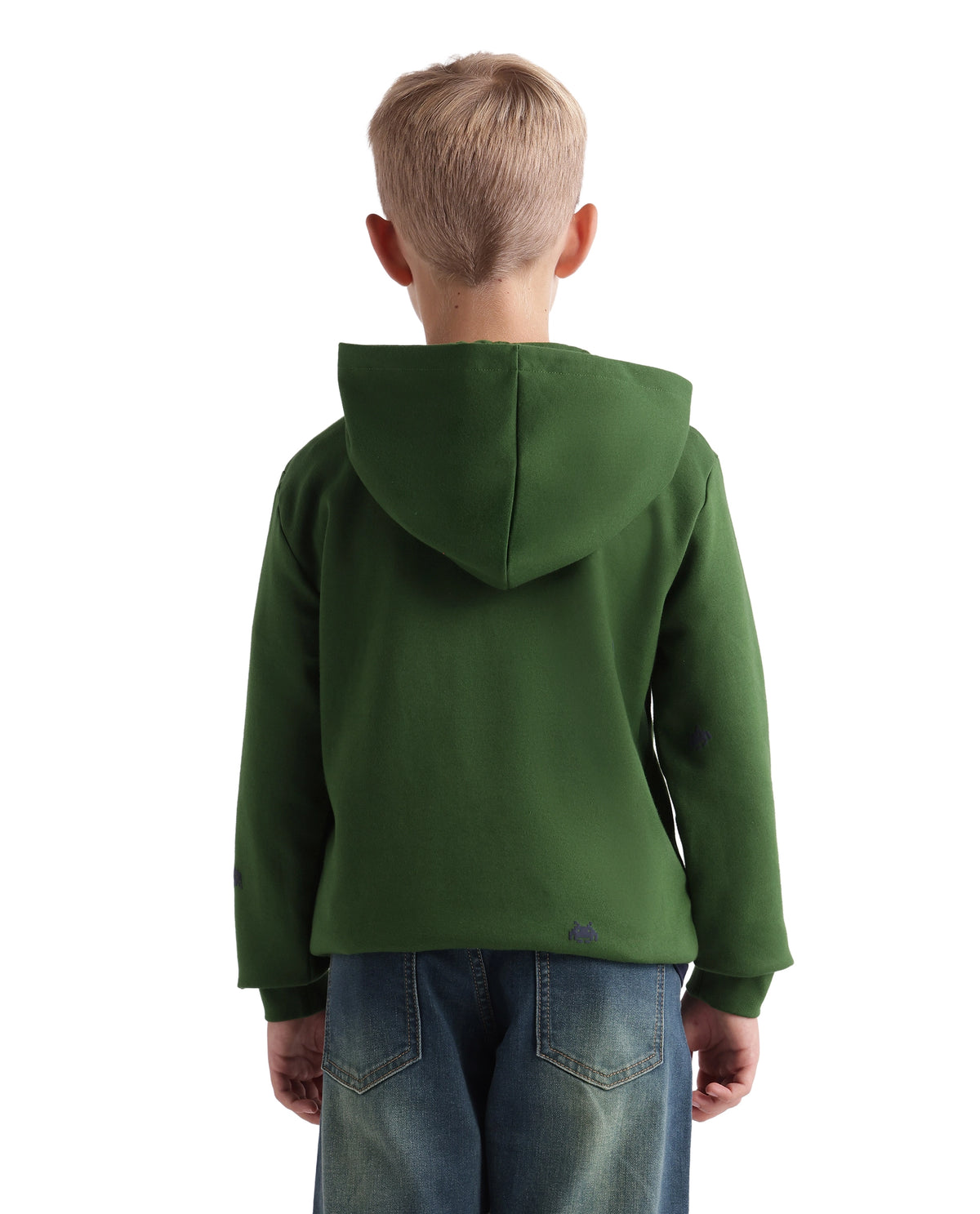 Rare Ones Kids Crea Light Green Cotton Blend Fabric Hooded Zipper Closure Regular Sweatshirt