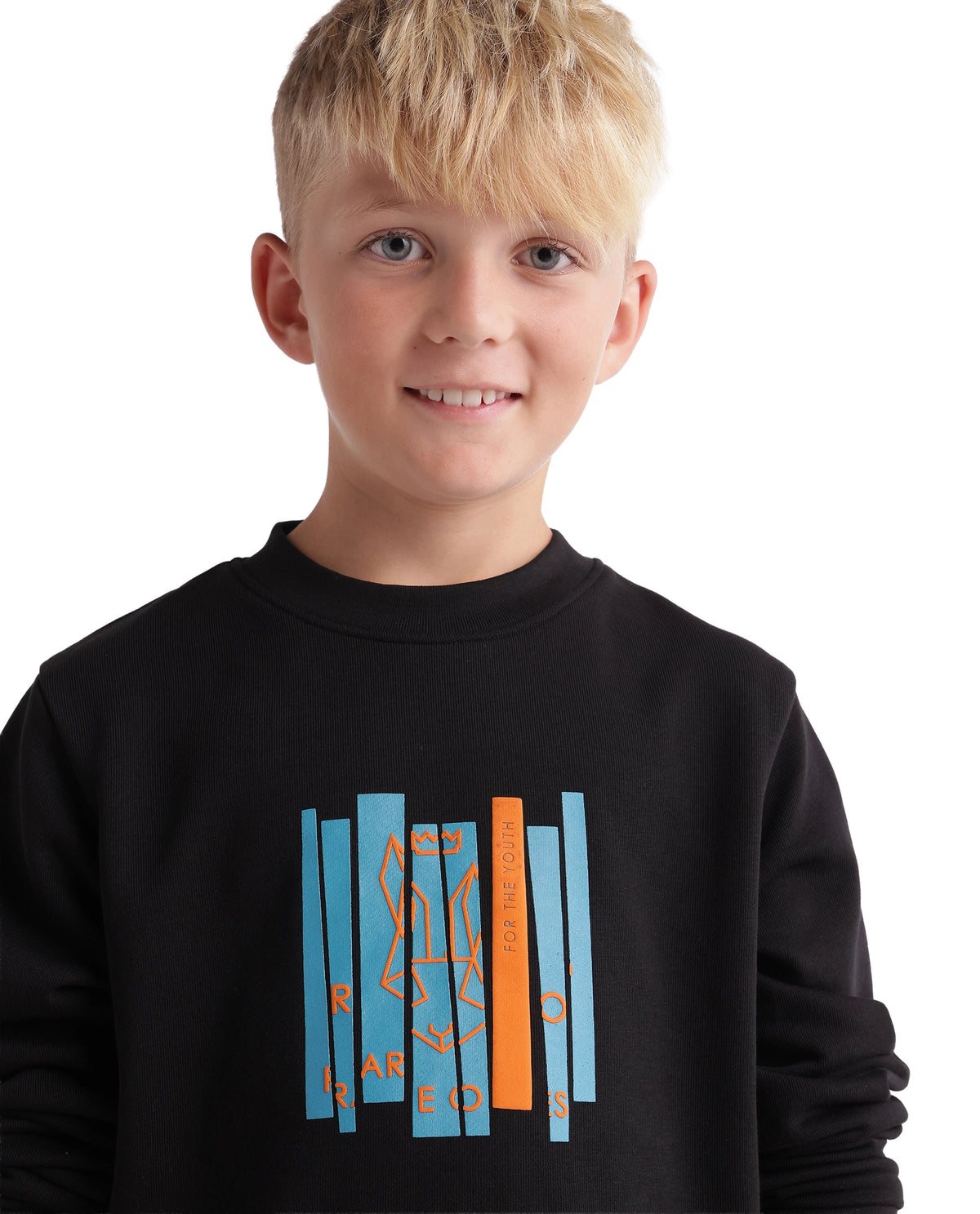 Rare Ones Kids Krio Black Cotton Blend Fabric Crew Neck Pull-On Closure Regular Sweatshirt